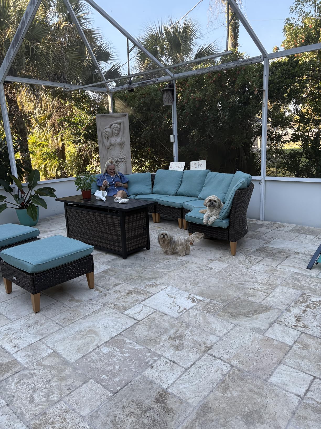 Sophia & William Half Moon Outdoor Sectional Furniture with High Back Swivel Rocker Chairs and Curved Sofa, 9PCS Wicker Patio Conversation Set for Deck Yard and Poolside, Beige customer photo 2