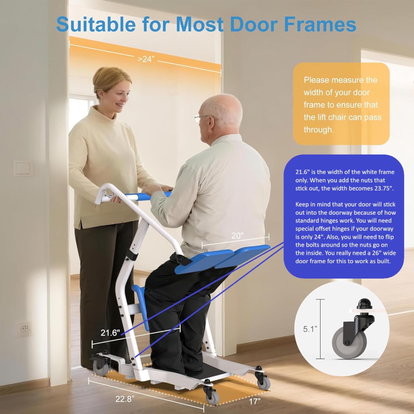 Electric Patient Lift with Full Body Sling - 400LBS Heavy Duty Transfer Chair for Elderly, Full-Range Open Base Slides Under Bed/Chair, Fast Folding Homecare Lift with Braked Casters customer photo 1