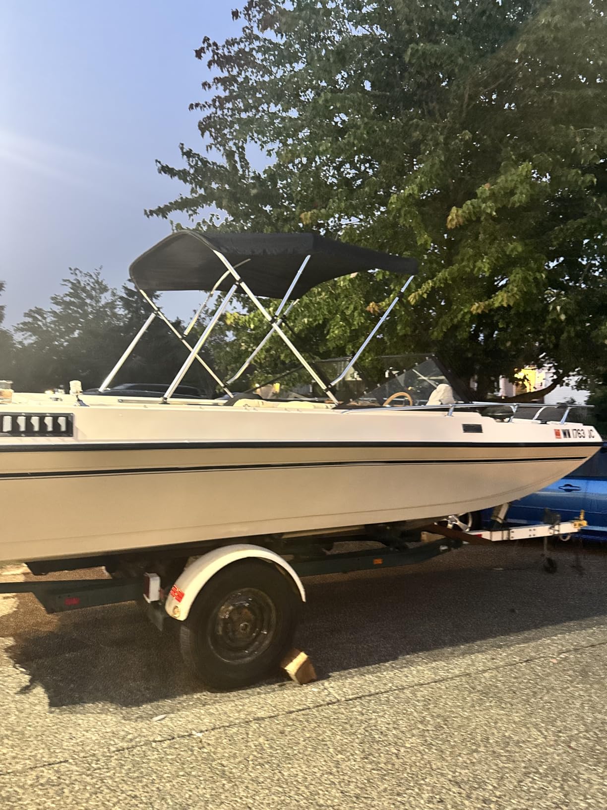 Bimini Top for Boats - 900D Waterproof & UV-Proof Polyester Sun Shade Boat Canopy with Zippered Storage Boot, 2 Rear Poles, 4 Adjustable Straps, Boat Bimini Top Gray (3 Bow 6'L x 46