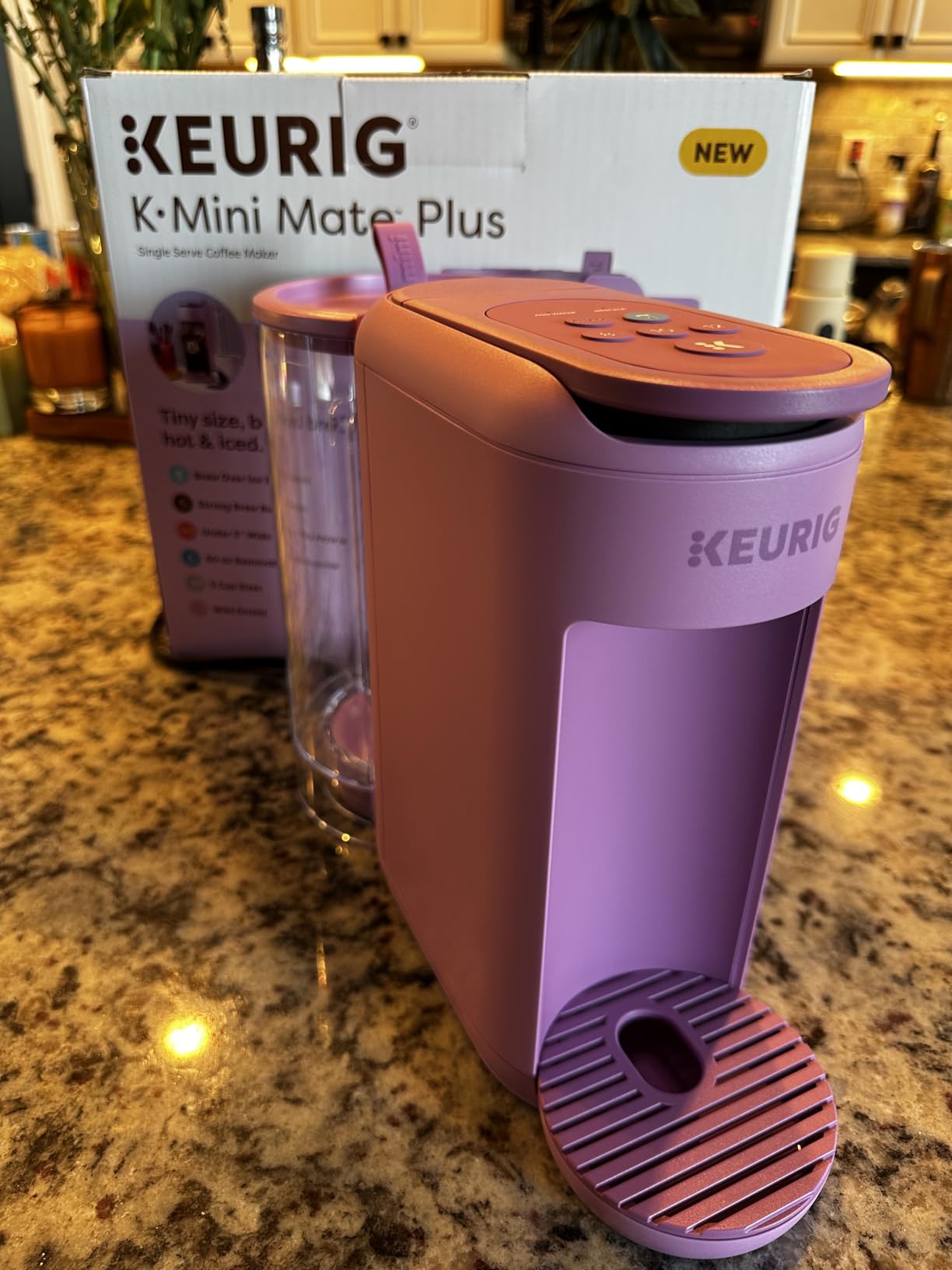 Keurig K-Mini Mate Plus Single-Serve K-Cup Pod Coffee Maker, Compact, 3 Cup Sizes, Brew Over Ice and Strong Button Features, 50 oz Removable Reservoir, Wild Orchid customer photo 1