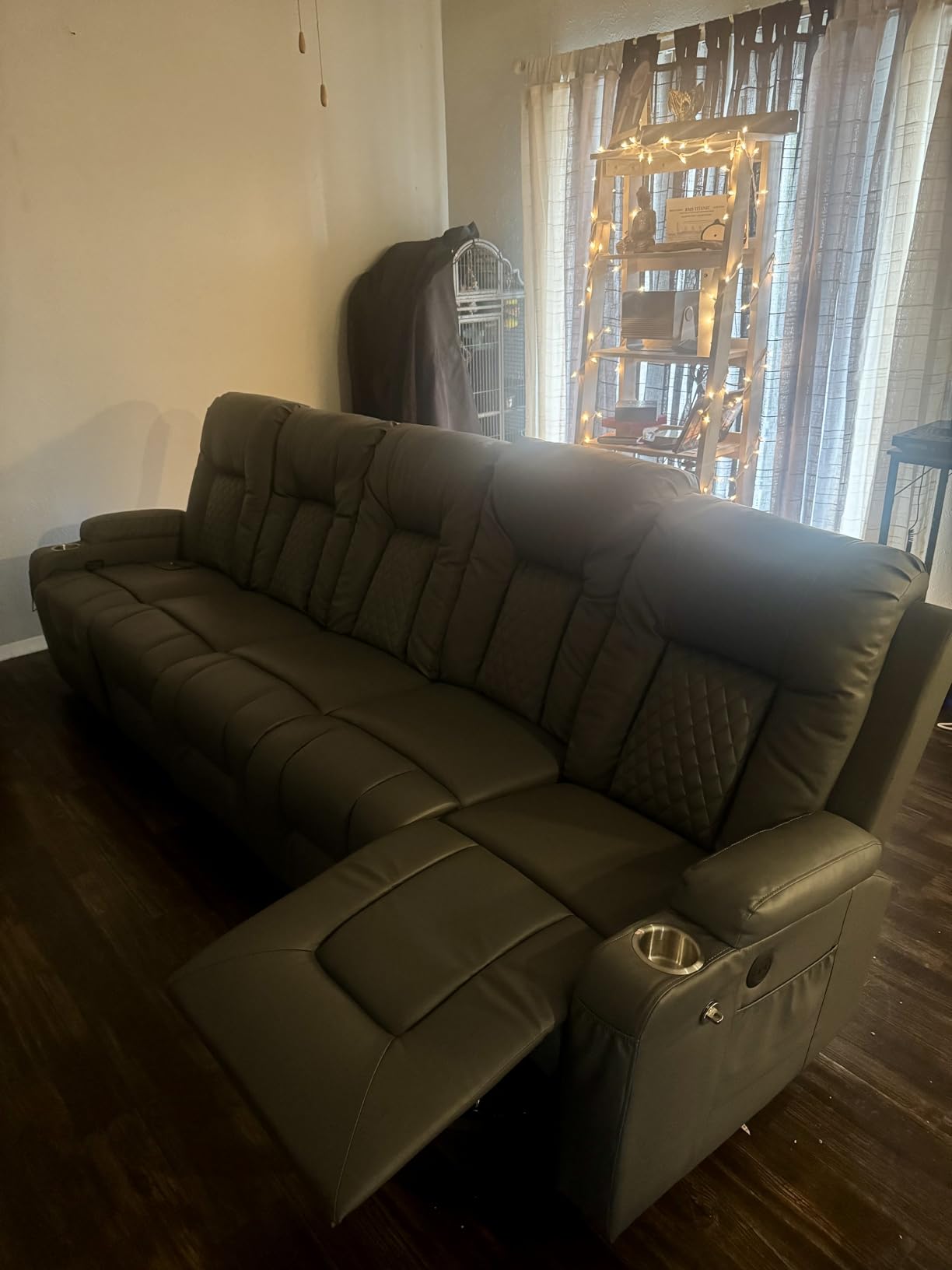 Recliner Sofa Set, Loveseat Recliner Couch and Recliner Chair with Heat & Massage, Home Theater Seating with Console, Drawer, USB Ports & Phone Holders, Reclining Loveseat for Movie Theater customer photo 1