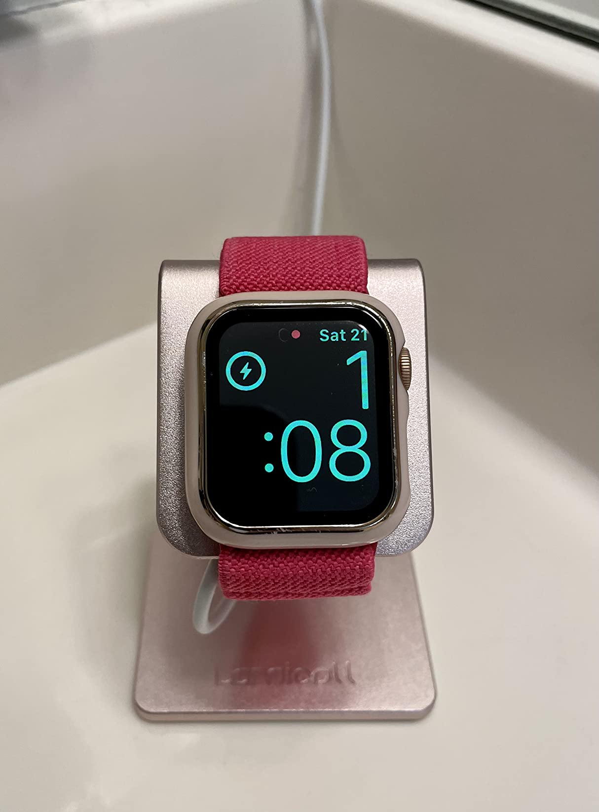 Lamicall Foldable Apple Watch Stand for Charger - Aluminum Desk Watch Charging Stand Dock with Cable Organizer, Portable Travel Holder for iWatch Series 1-11, Series Ultra SE, Charger Not Included customer photo 1