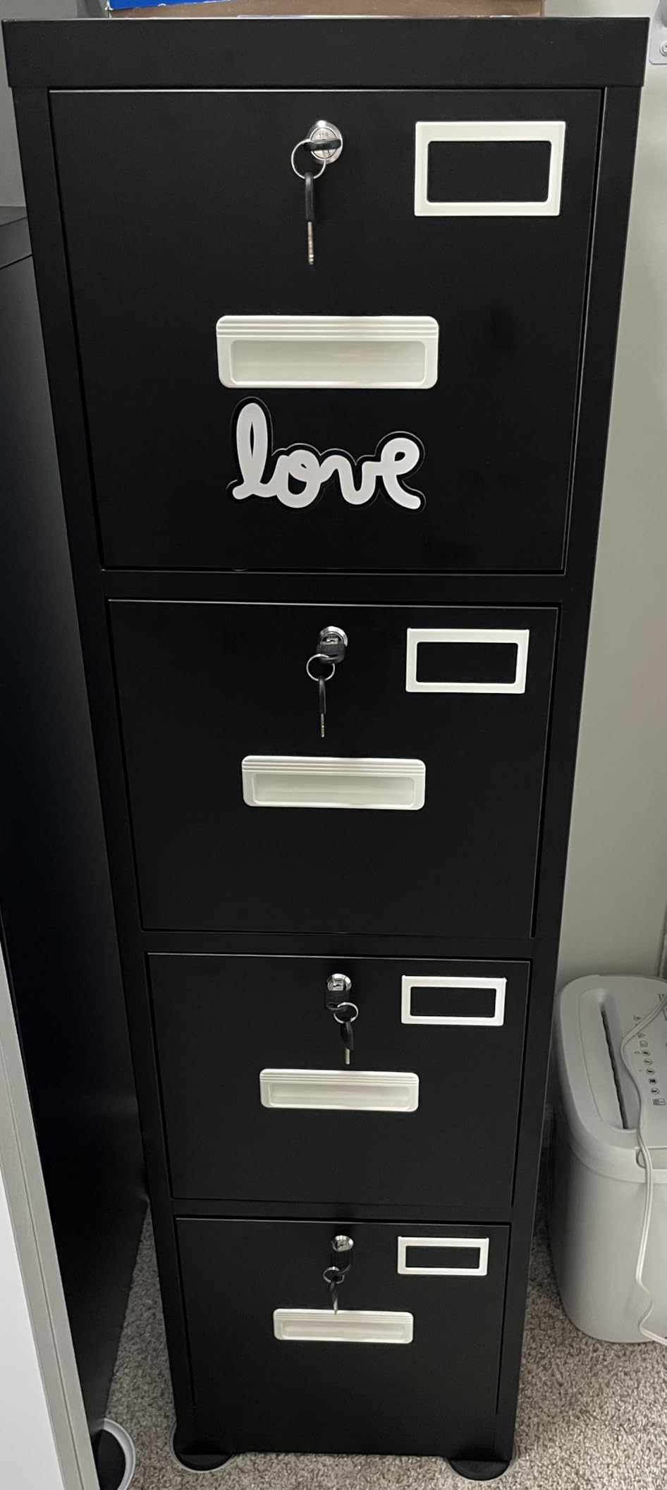 SUXXAN 3 Drawer File Cabinet, Lateral Filing Cabinet with 3 Locks for Home Office, Black File Cabinets with Business Card Holder for Letter/Legal/F4/A4 Hanging Files customer photo 1