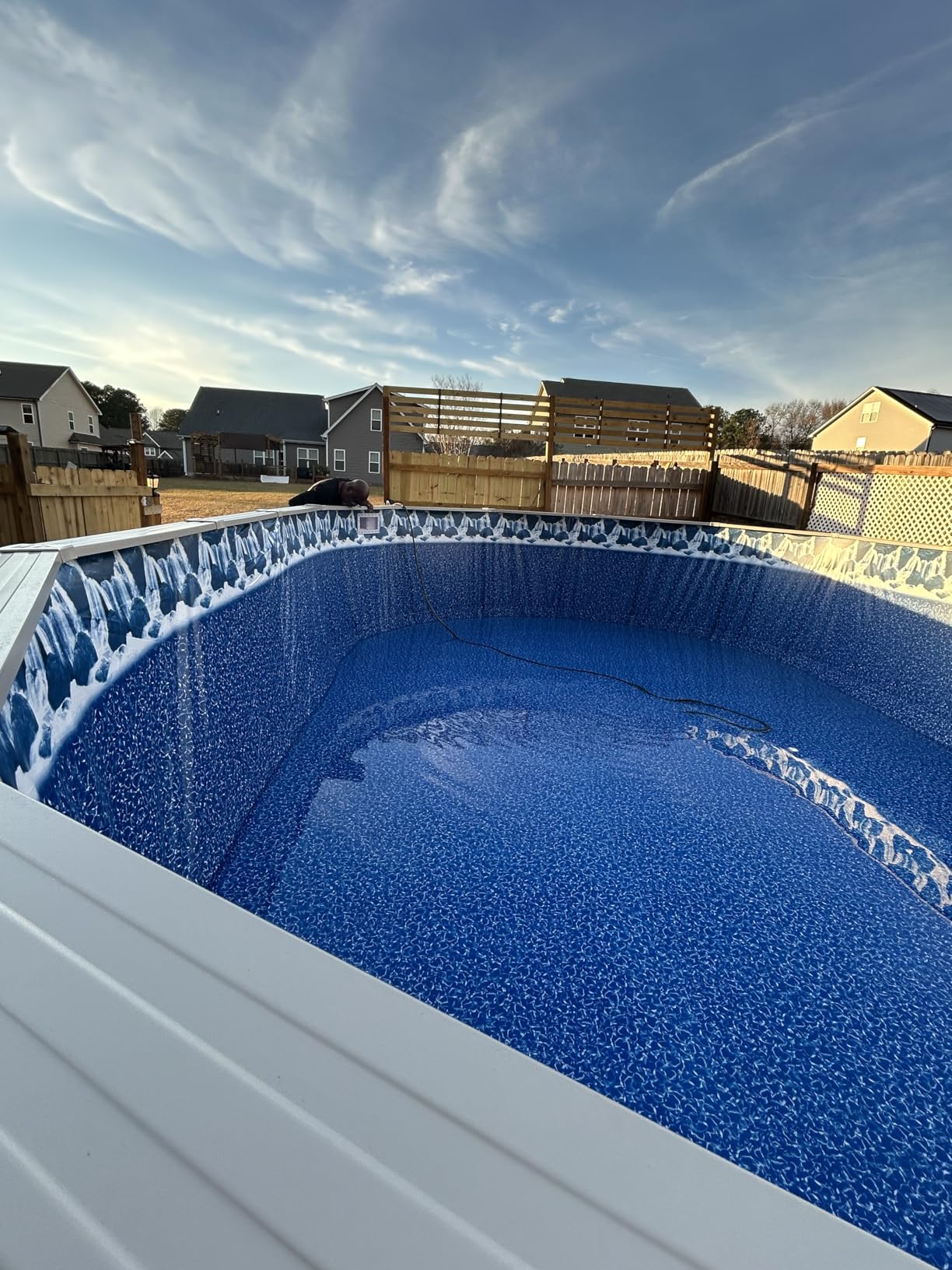 Lake Effect Pools 'Grand Cayman' 33 ft Round Above Ground Swimming Pool | 52 Inch Strong Extruded Resin Components | Bundle Includes: 25 Gauge Overlap Liner & Widemouth Skimmer customer photo 1