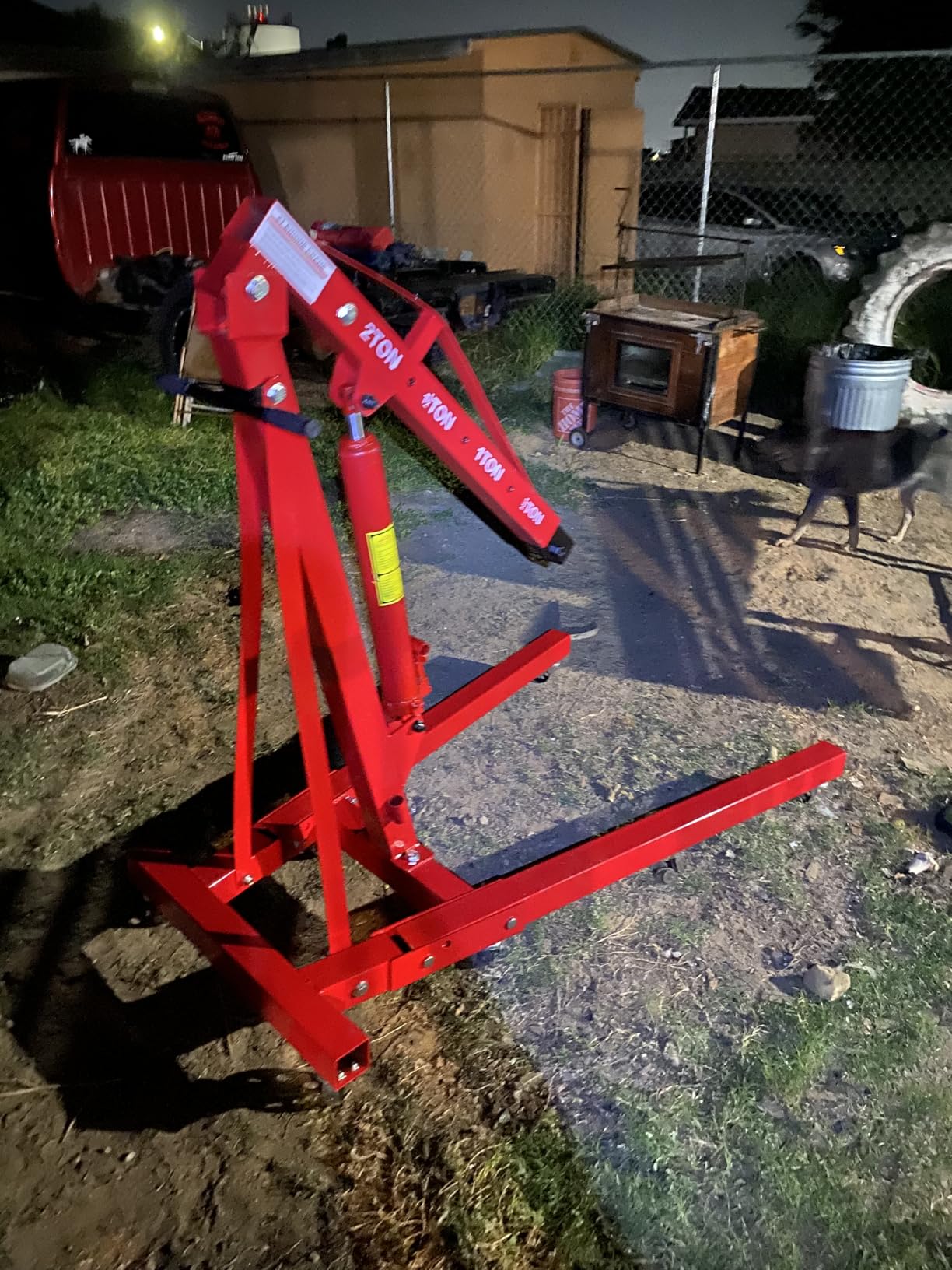 Engine Hoist with Lever, 2 T 4000 LBS Heavy Duty Folding Cherry Picker Engine Lift Hydraulic Tilting Engine Shop Crane with 6 Iron Caster Wheels Telescopic Boom Hitch, Orange customer photo 1