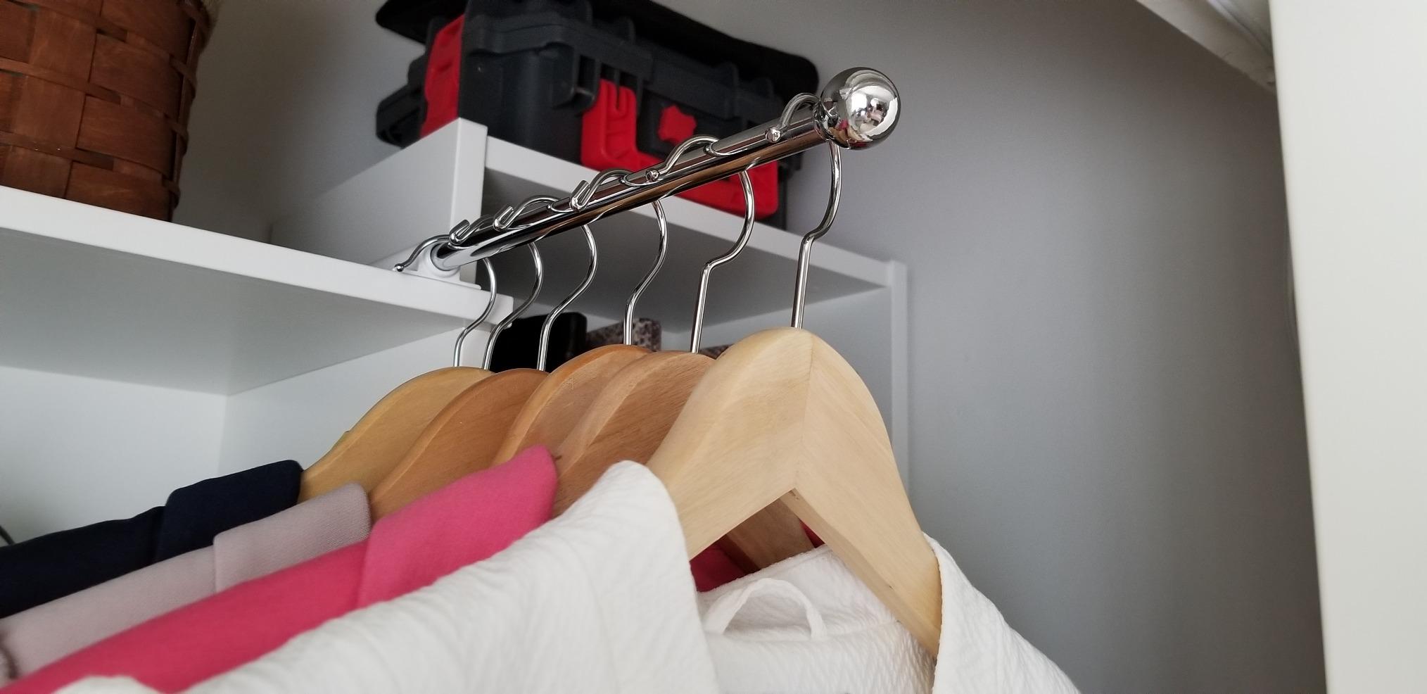 Easy Track RA1204 12 Inch Easily Accessible Metal Sliding Wardrobe Closet Organizer Rod with Installation Hardware Included, White customer photo 1