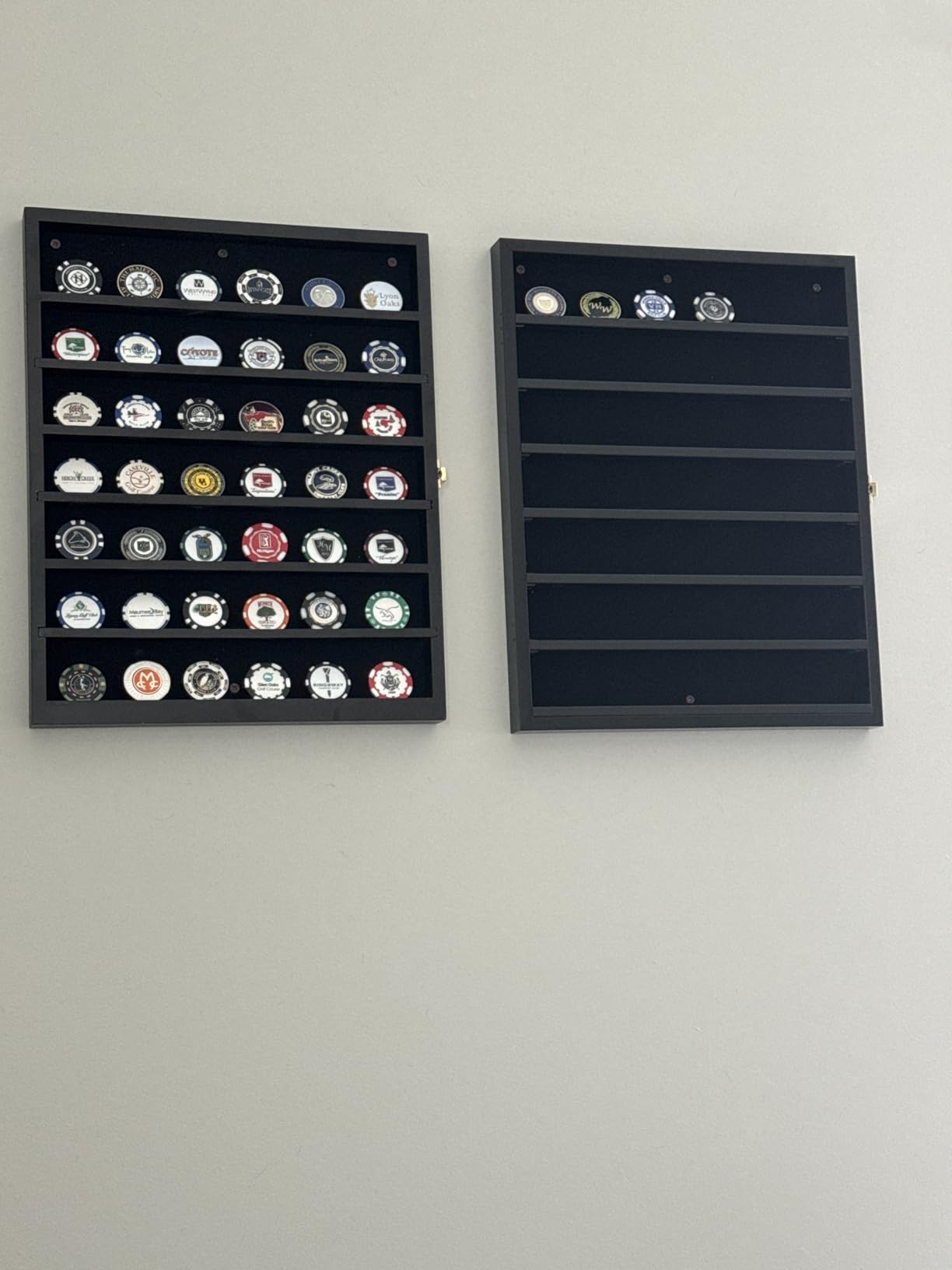 Military Challenge Coin Display Case Wall Mount Cabinet Poker Chips Holder Display Case Stand Rack Mahogany Finish Frame Pro 98% UV Protection customer photo 1