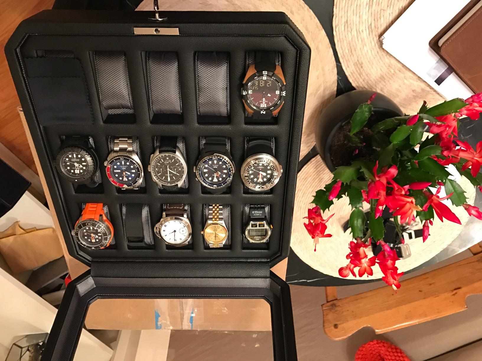 WOLF Windsor 5-Piece Watch Box, Black - Features Five Watch Compartments & Vegan Leather Exterior customer photo 1