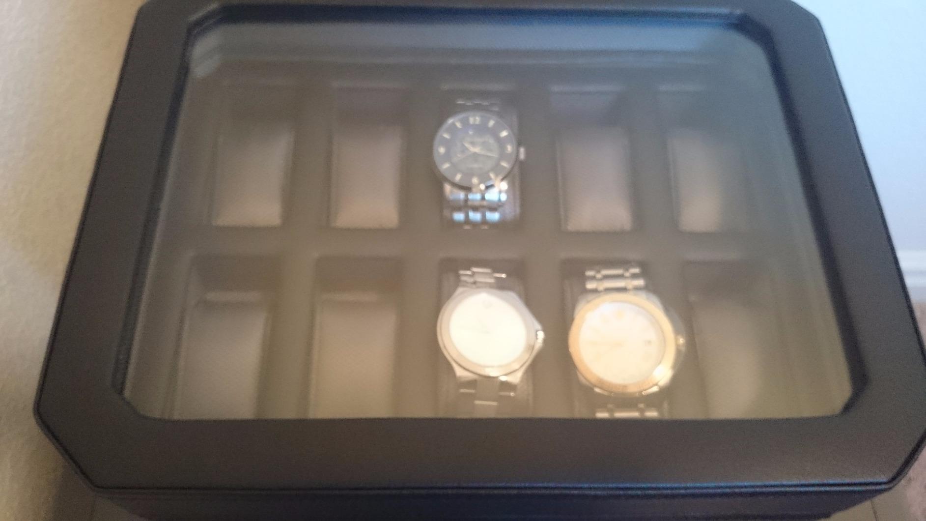 WOLF Windsor 10-Piece Watch Box with Drawer, Black - Features 10 Watch Compartments, Eight Ring Rolls & 17 Jewelry Compartments customer photo 1