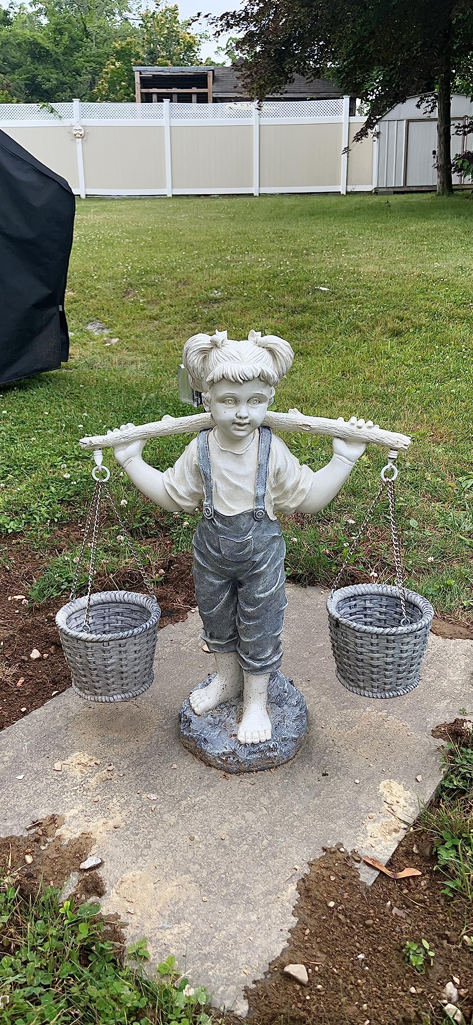 Design Toscano Flowers for Felicity Little Girl Garden Statue with Basket Planters, Medium, 25 Inches Tall, Cast Stone Resin, Two Tone Stone Finish customer photo 2