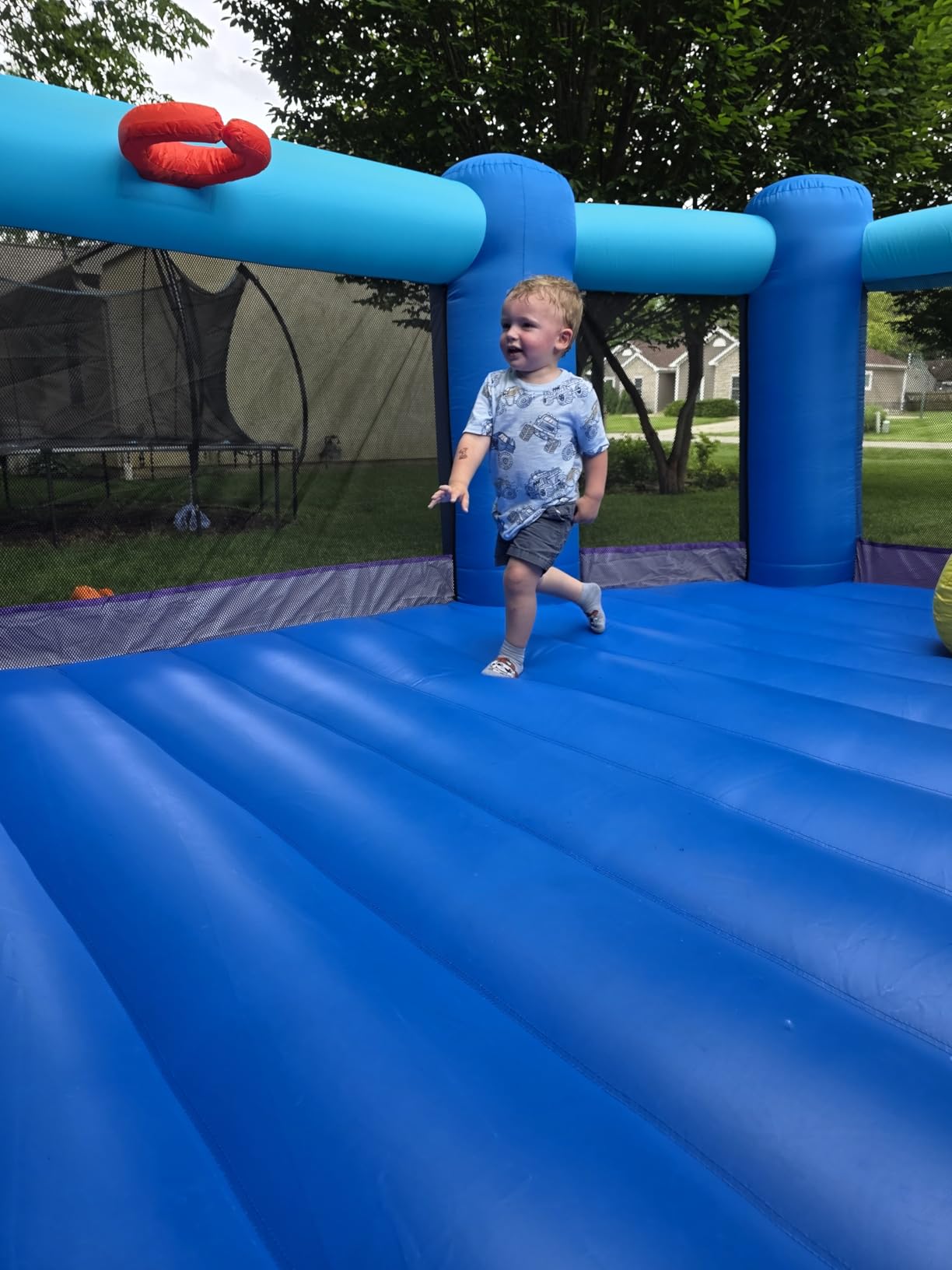 Bounceland Pop Star Inflatable Bounce House Bouncer, Large Bouncing Area with Long Slide, Climbing Wall, Basketball Hoop, UL 1HP Blower Included, 15 ft x 13 ft x 8.3 ft H, Pop Star Kids Party Theme customer photo 2
