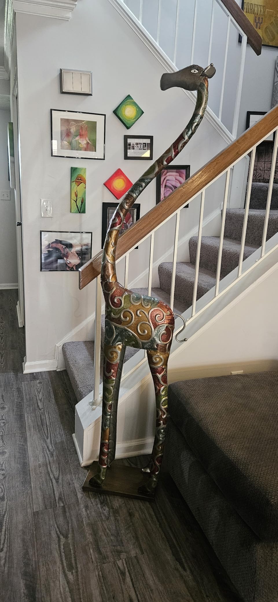 Deco 79 Metal Giraffe Decorative Sculpture Indoor Outdoor Tall Home Decor Statue with Detailed Embossed Scrollwork, Accent Figurine 17