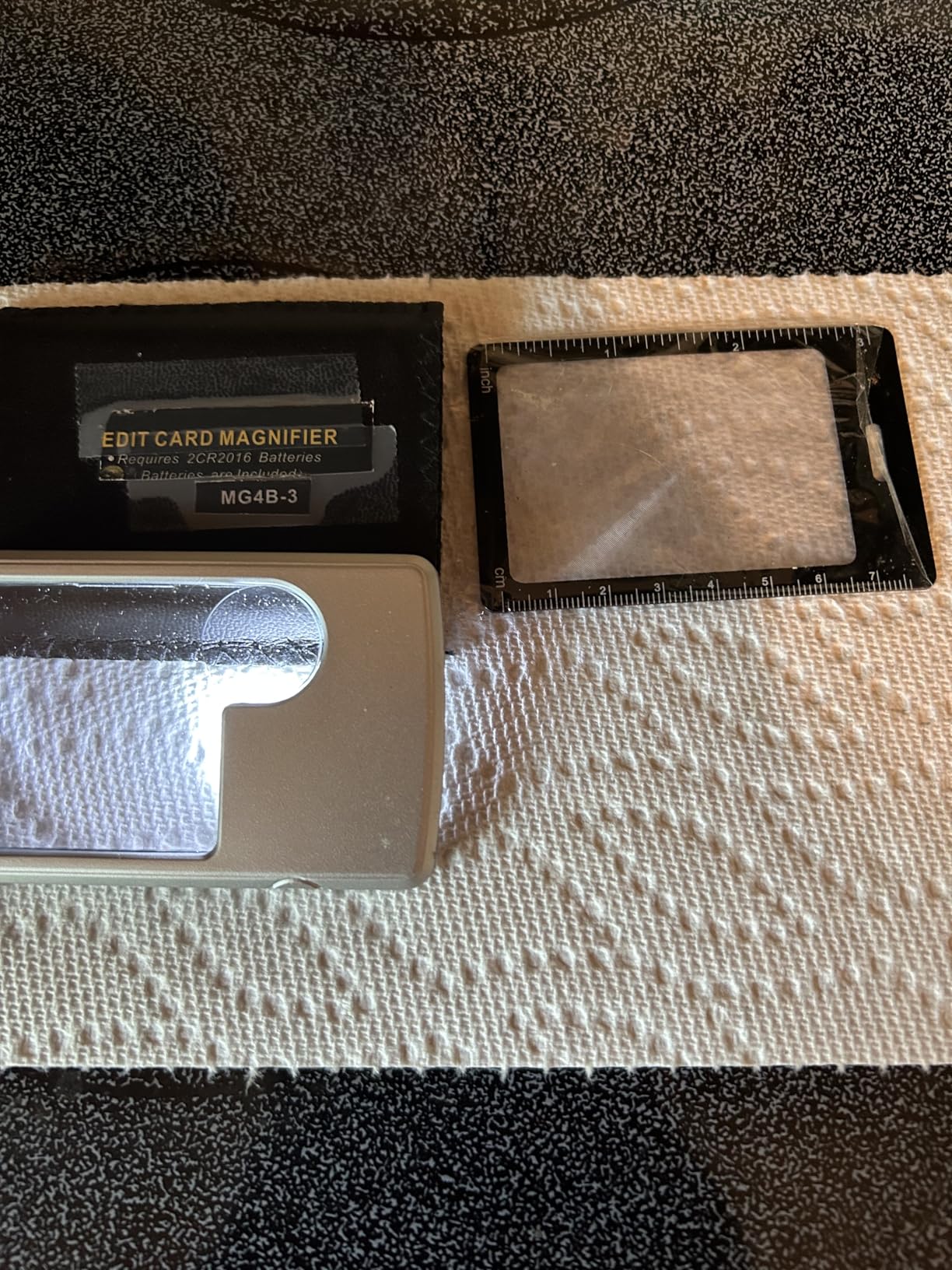 Carson MiniBrite LED Lighted Slide-Out Aspheric Magnifier with Protective Sleeve (PO-55), 5X, Gray customer photo 2