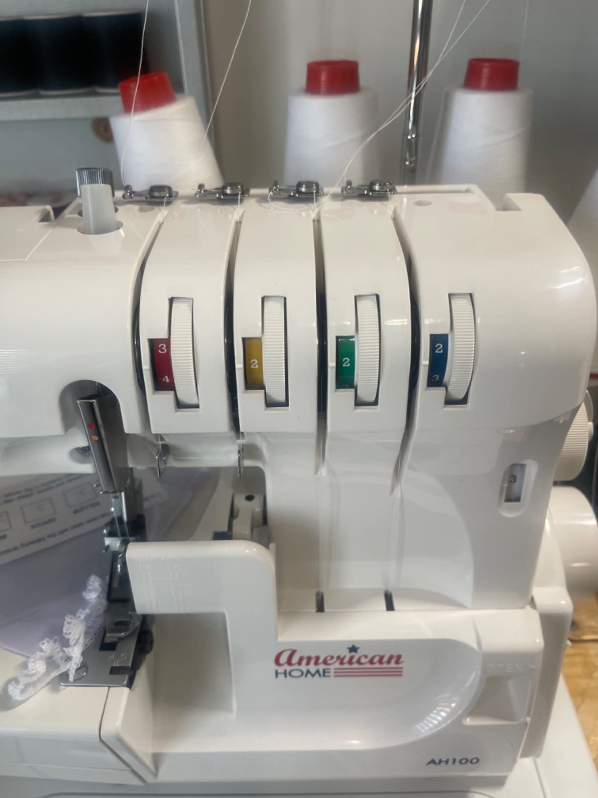 Serger Sewing Machine by American Home, Portable Stitching Machine Easy to Follow 4/3/2 Serger Thread with Differential Feed for Hemming and Sewing, Includes Sewing Accessory Kit, AH100 customer photo 2