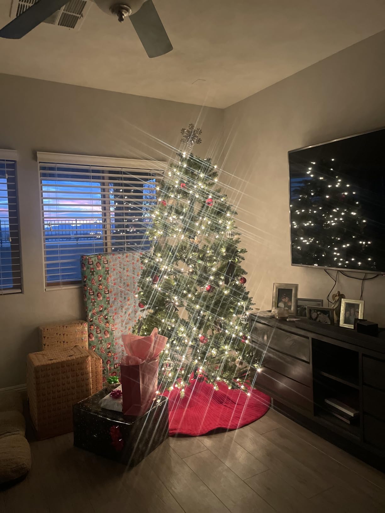 National Tree Company Pre-Lit Artificial Full Christmas Tree, Green, Dunhill Fir, White Lights, Includes Stand, 9 Feet customer photo 1