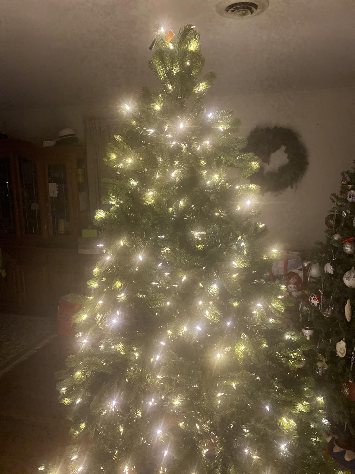 National Tree Company Pre-Lit 'Feel Real' Artificial Full Downswept Christmas Tree, Green, Douglas Fir, Dual Color LED Lights, Includes Stand, 7.5 feet customer photo 2