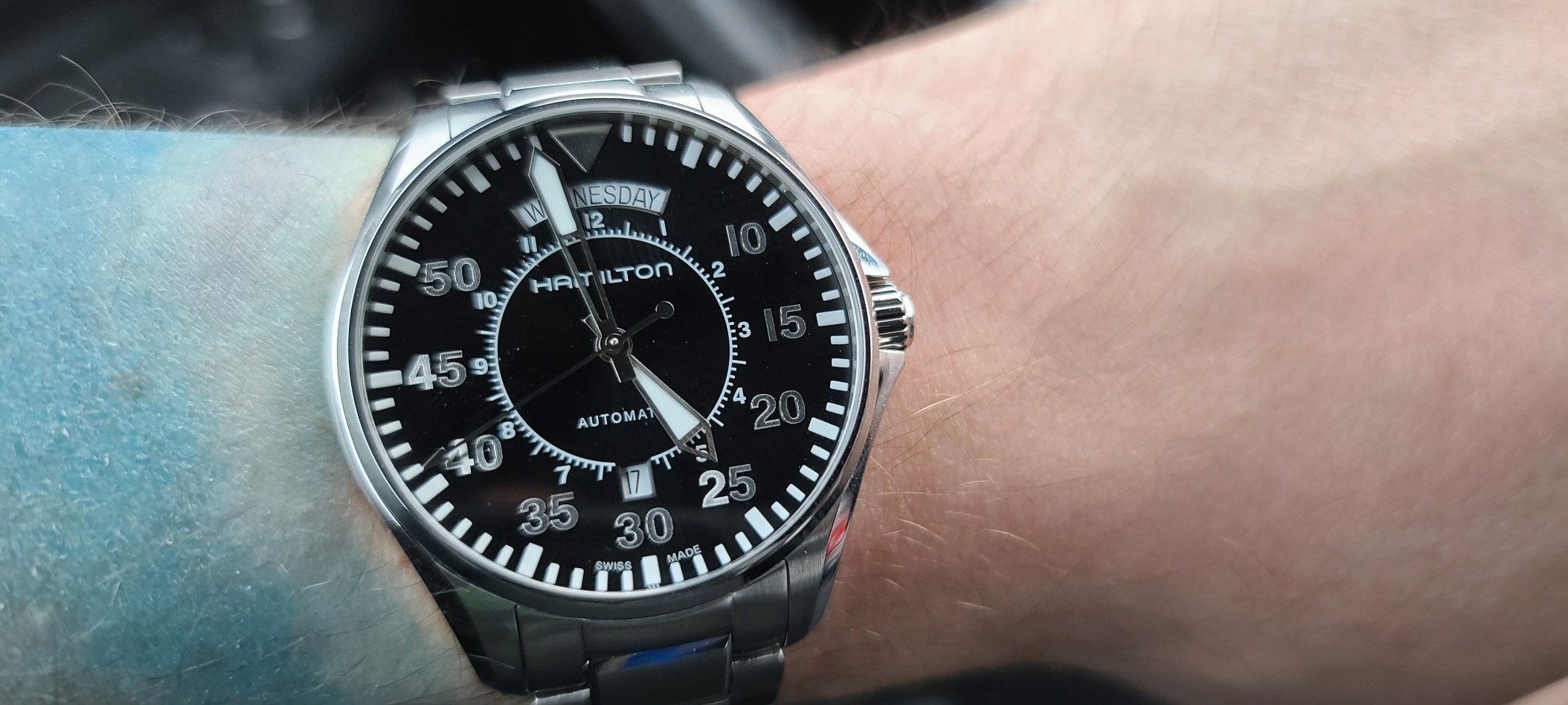 Hamilton Khaki Aviation Automatic Men's Watch, 42mm Stainless Steel Case, Swiss Made, Sapphire Crystal, Stainless Steel Strap customer photo 2