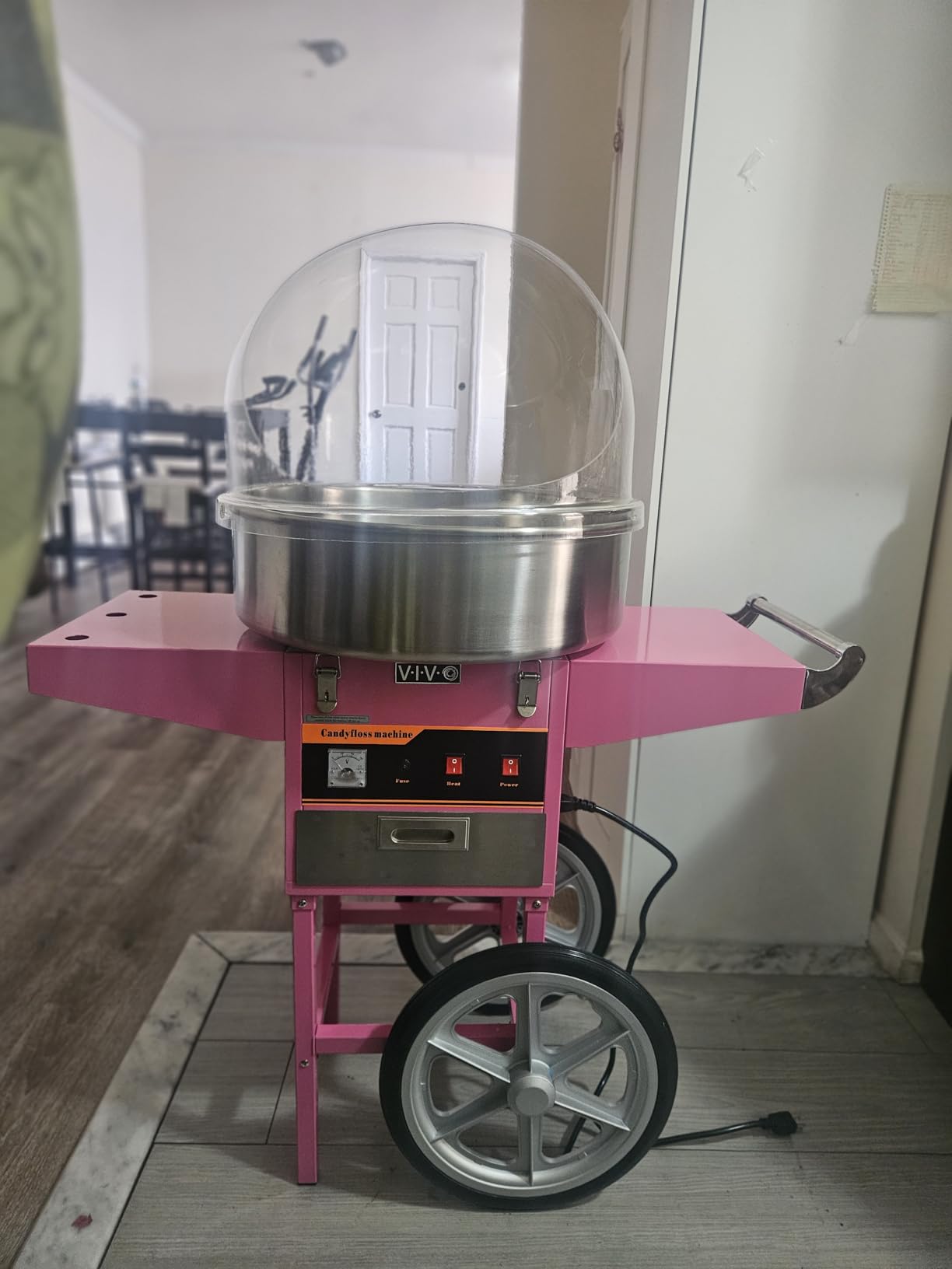 VIVO Pink 1030W Electric Cotton Candy Machine Cart, Mobile Rolling Candy Floss Maker with 20 inch Stainless Steel Bowl Sugar Scoop and Drawer, Easy Home or Commercial Use, CANDY-V002 customer photo 1