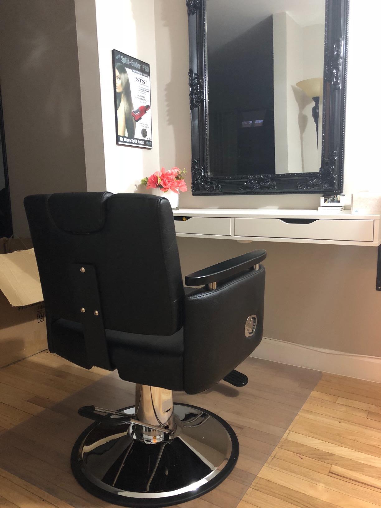 Buy-Rite Carlton Reclining All-Purpose Salon Chair, Professional Hydraulic Styling Chair for Hair, Barber, Shampoo, Threading, Waxing, Adjustable Headrest, 550 lb Lift, Black, YLG-166 customer photo 1