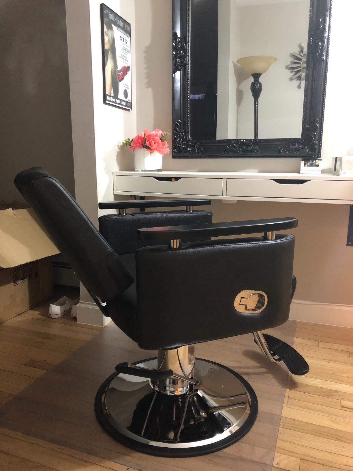 Buy-Rite Carlton Reclining All-Purpose Salon Chair, Professional Hydraulic Styling Chair for Hair, Barber, Shampoo, Threading, Waxing, Adjustable Headrest, 550 lb Lift, Black, YLG-166 customer photo 2