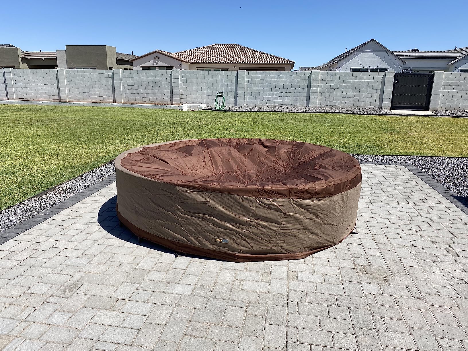 DUCKCOVERS Ultimate Waterproof Round Patio Table & Chair Set Cover, 108 Inch customer photo 2