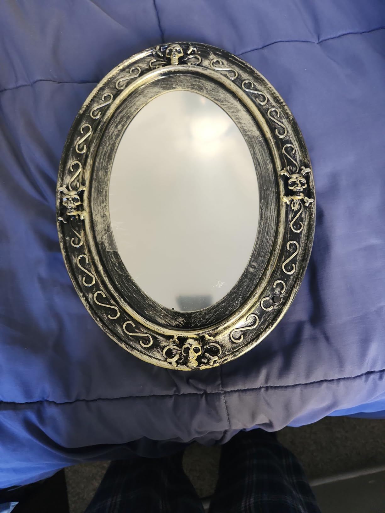 Liberty Imports Scary Motion Activated Skull Haunted Mirror with Creepy Sound and Light, Horror Prop for Indoor Halloween Party Decorations customer photo 2