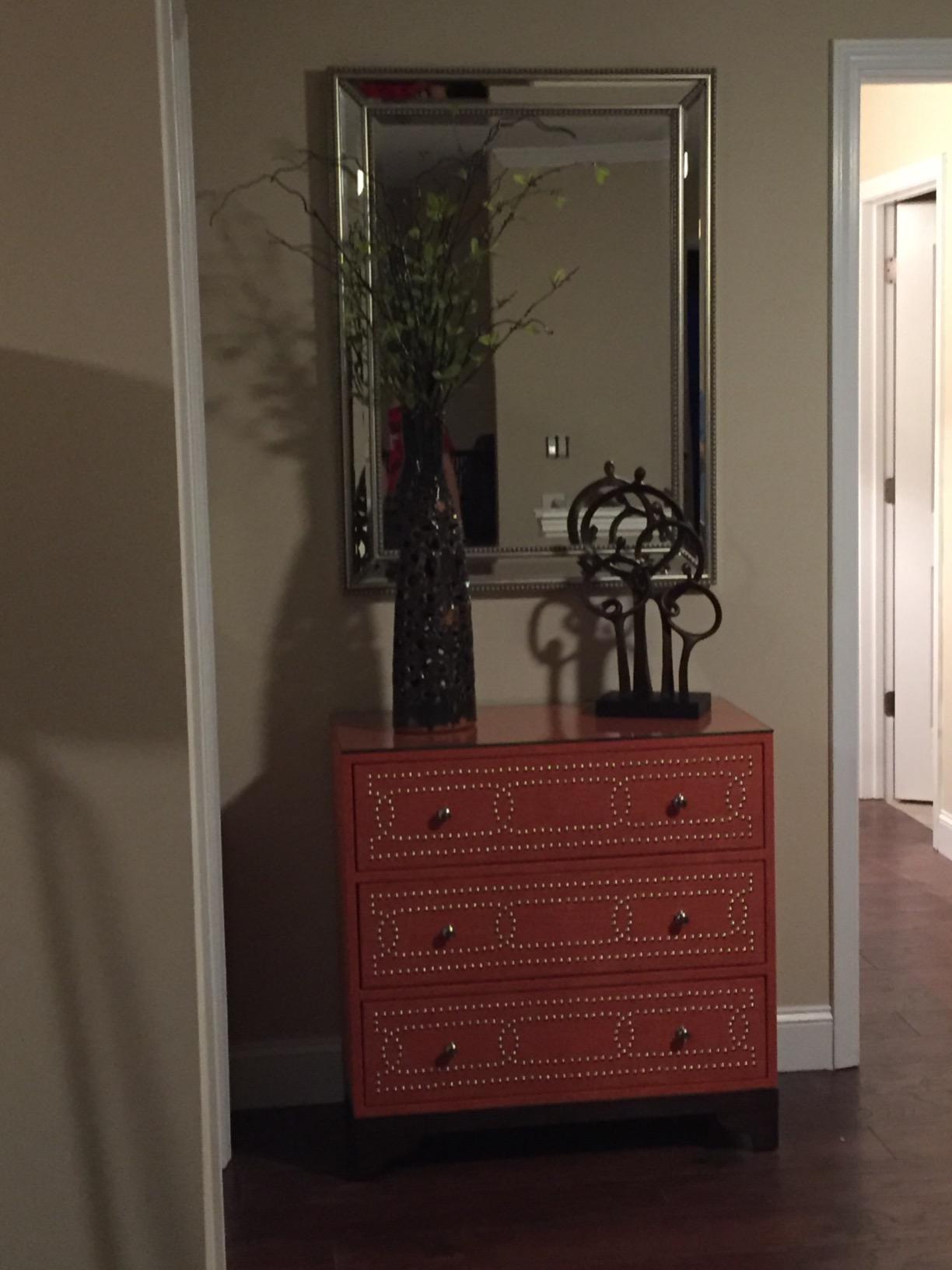 Palais Rectangular Vanity Decorative Accent Wall Mirror Modern Beaded Beveled Glass Mottled Silver Mirrored Frame 30