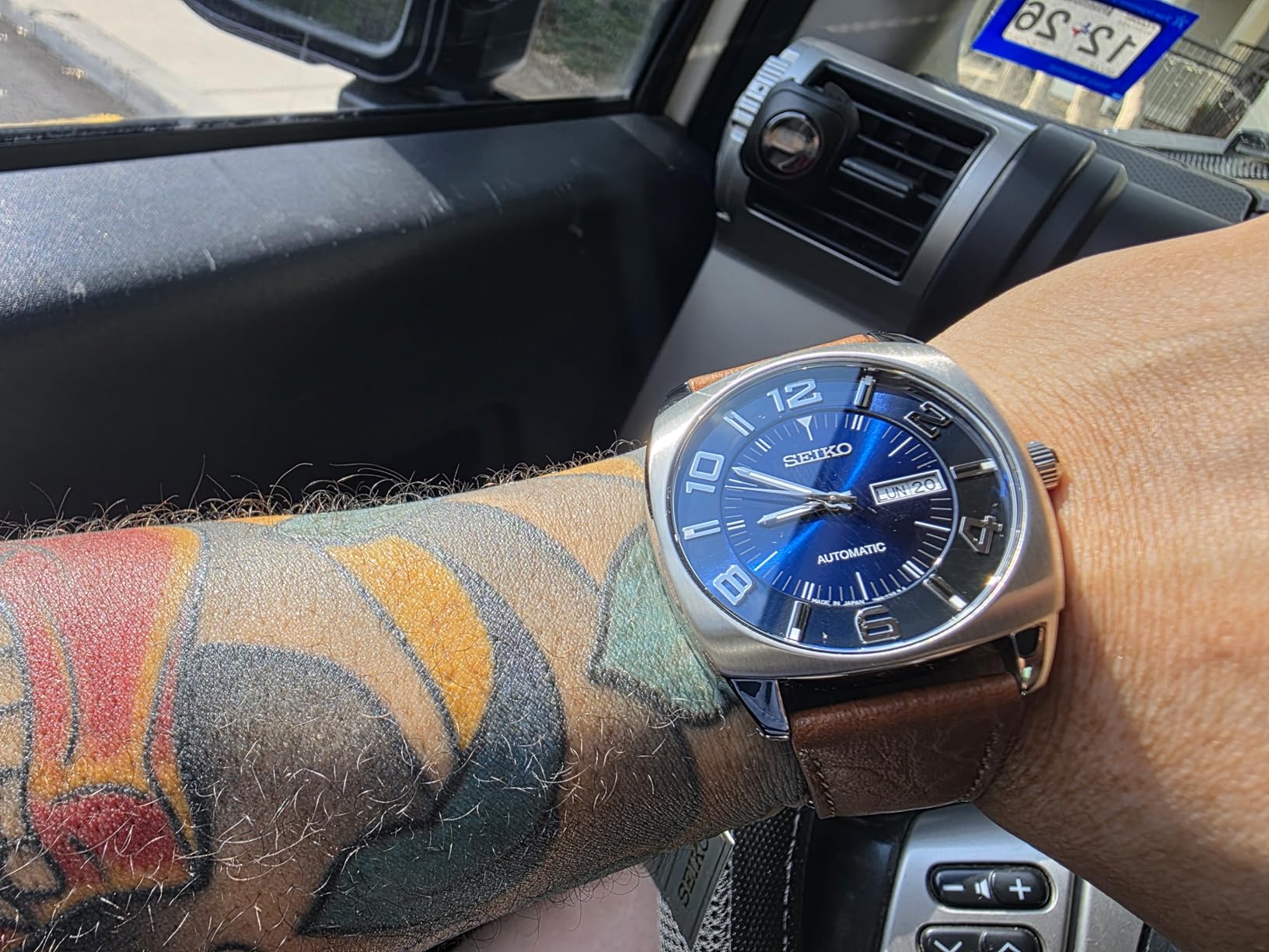 SEIKO Automatic Watch for Men - Recraft Series - Brown Leather Strap, Day/Date Calendar, 50m Water Resistant customer photo 2