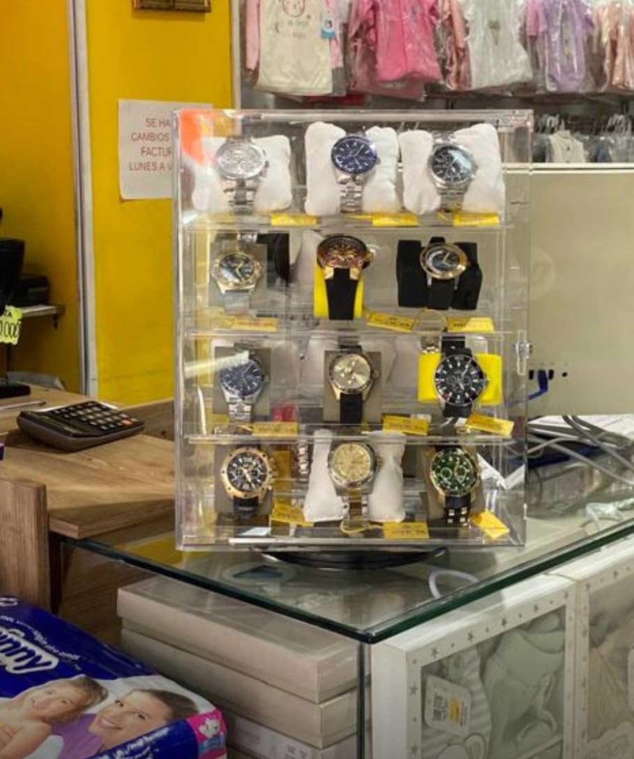 MOOCA Premium 360-Degree Rotating Acrylic Eyewear Showcase with 4 Removable Shelves and Key Lock customer photo 2