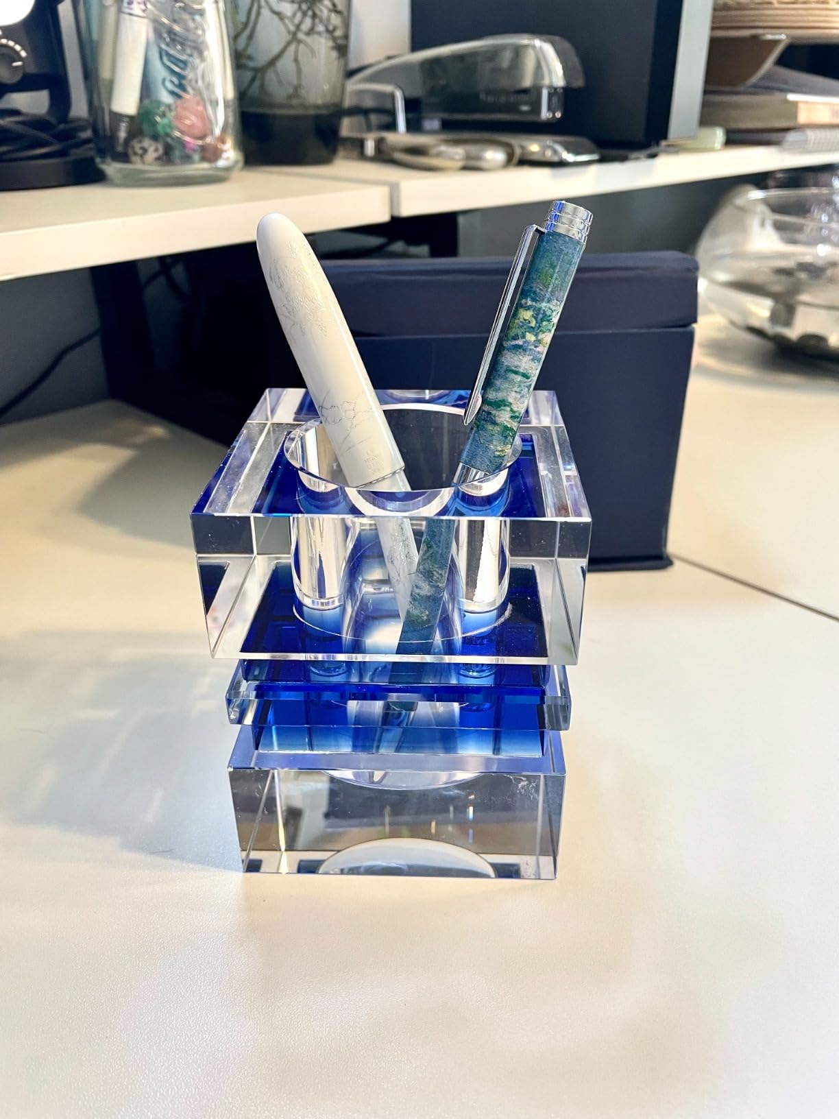 Waterford Desktop Collection Crystal Pen Holder, Blue customer photo 1