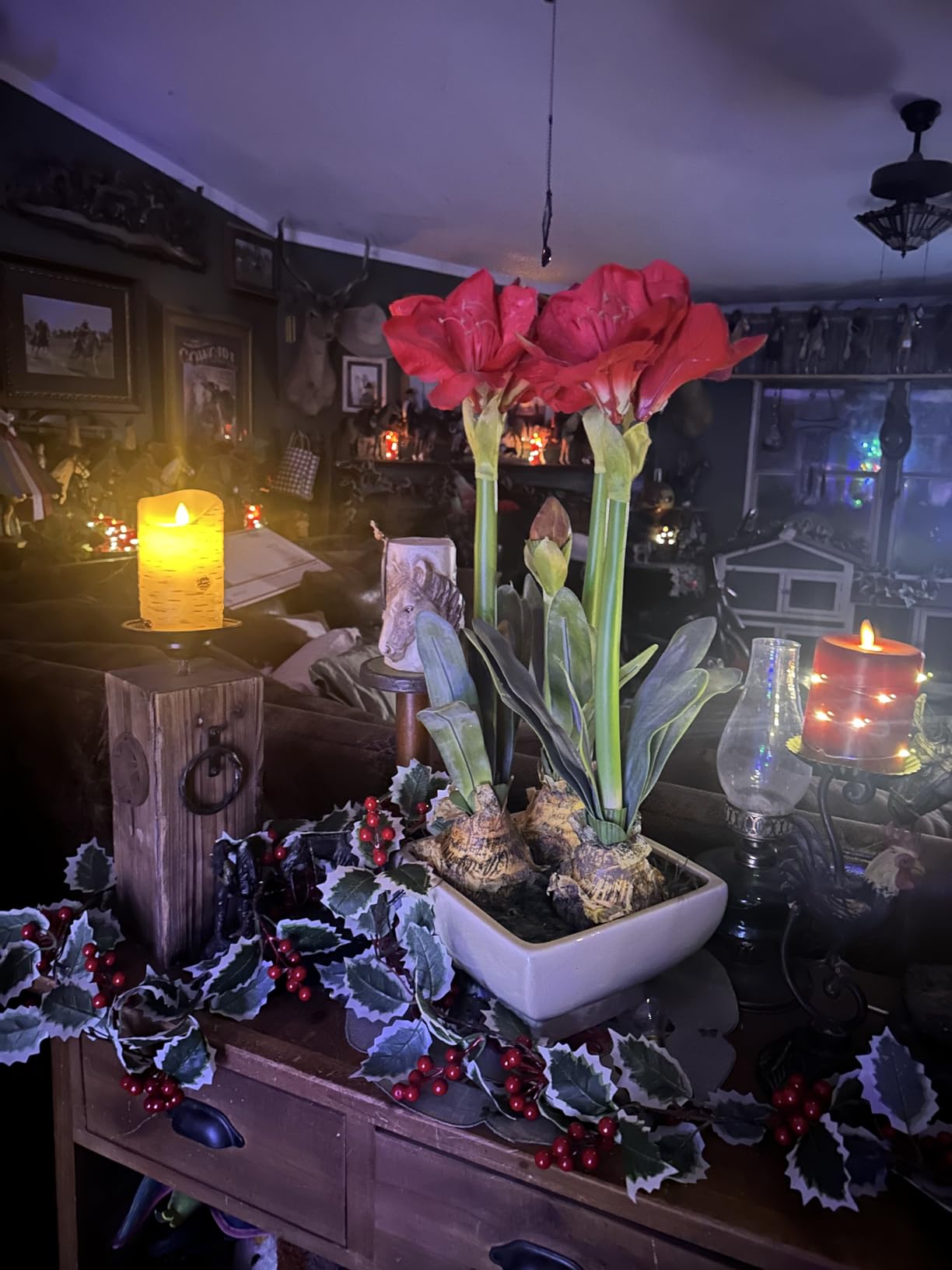 Nearly Natural Amaryllis Arrangement with Vase customer photo 1