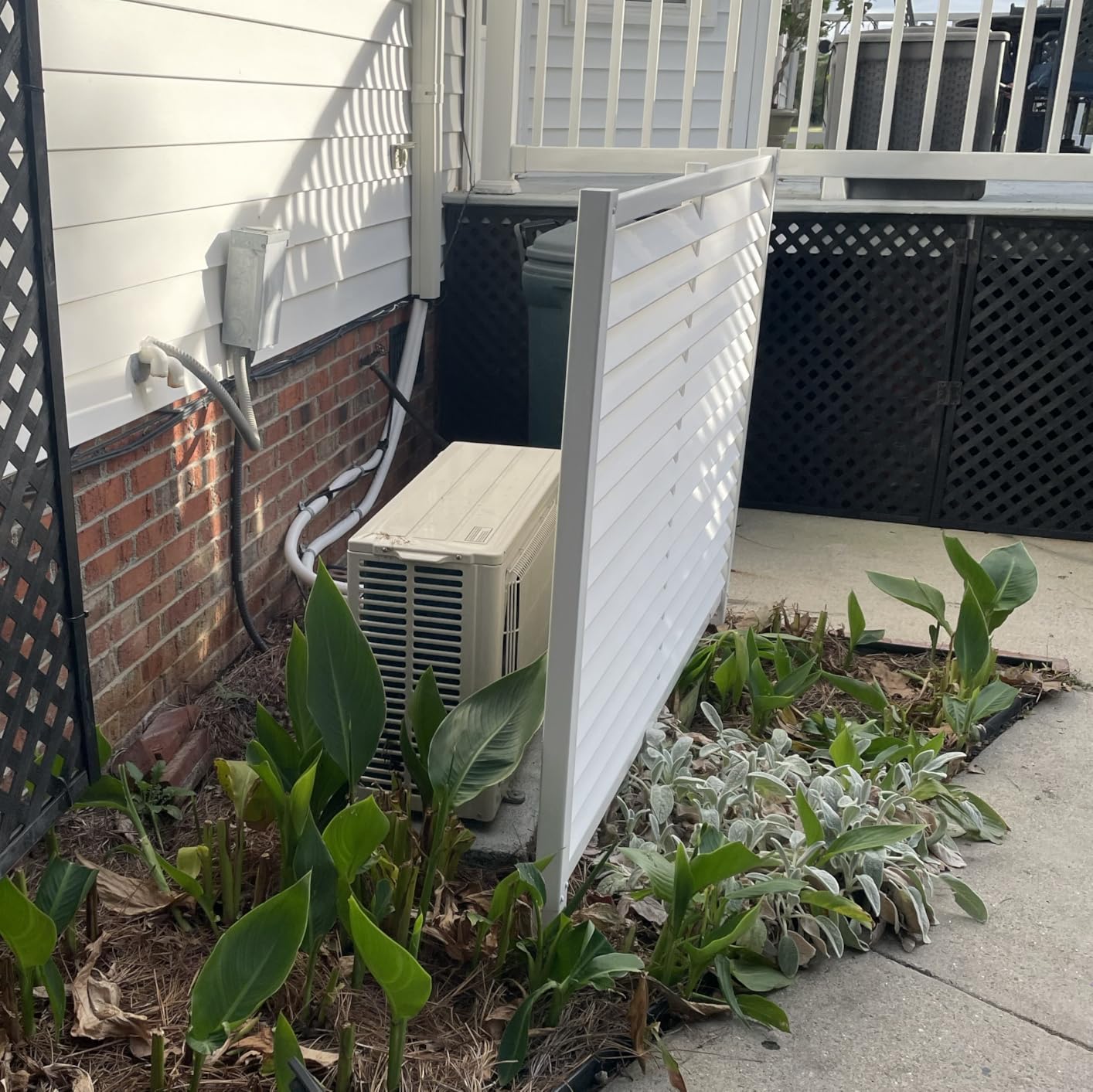 45.5in H x 36.5in W (2 Panels) No Dig Enclo Wilmington White Vinyl Privacy Screen, Outdoor Privacy Panels, Trash Can Enclosure, Air Conditioner Fence, Pool Equipment Enclosure, ZP19008 customer photo 1