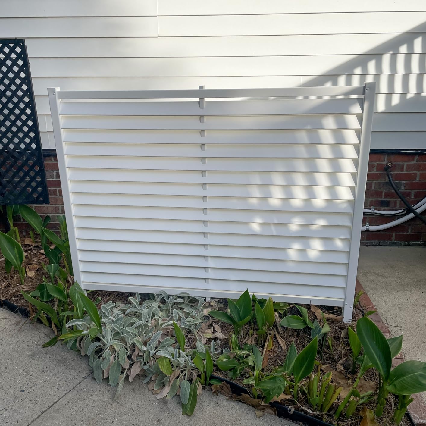 45.5in H x 36.5in W (2 Panels) No Dig Enclo Wilmington White Vinyl Privacy Screen, Outdoor Privacy Panels, Trash Can Enclosure, Air Conditioner Fence, Pool Equipment Enclosure, ZP19008 customer photo 2
