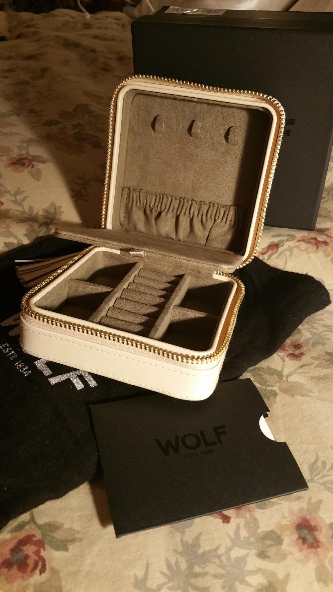 WOLF Caroline Zip Travel Case, Rose Quartz - Seven Ring Rolls, Four Compartments, Three Necklace Hooks & Pocket - Anti-Tarnish LusterLoc Lining customer photo 2