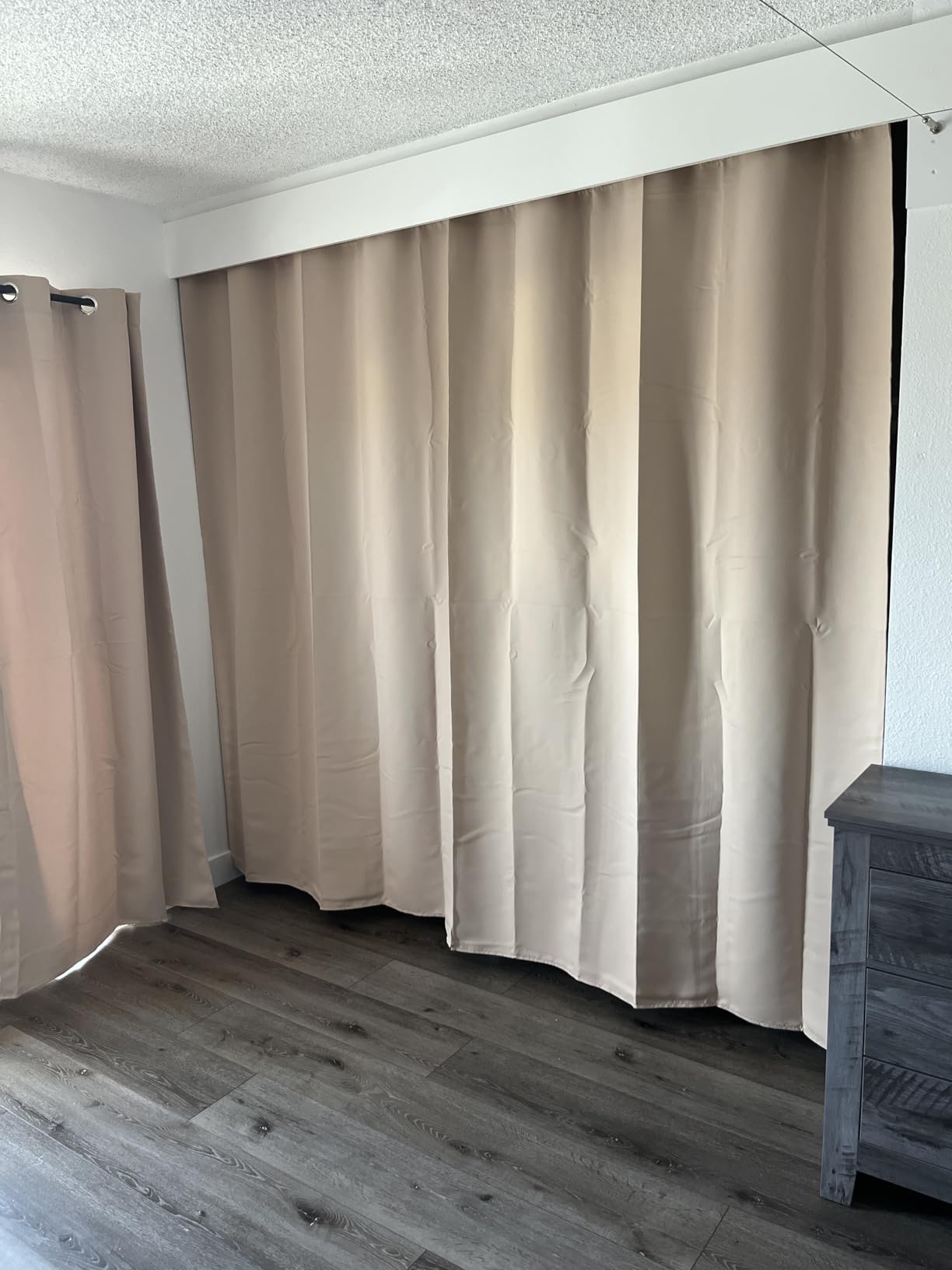 NICETOWN Pitch Black Solid Thermal Insulated Grommet Blackout Curtains/Drapes for Bedroom Window (2 Panels, 42 inches Wide by 63 inches Long, Black) customer photo 2