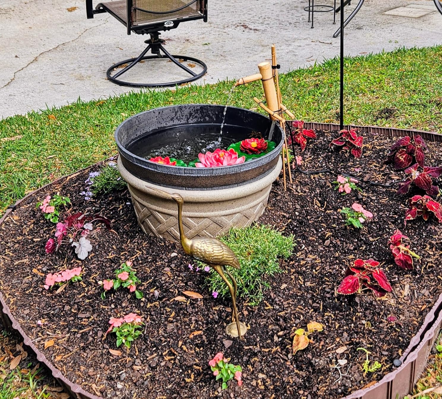 Bamboo Accents Tabletop Water Feature- Zen Meditation Bamboo Fountain with Adjustable Arms & Pump, Indoor/Outdoor Desk Fountain for Relaxation (7