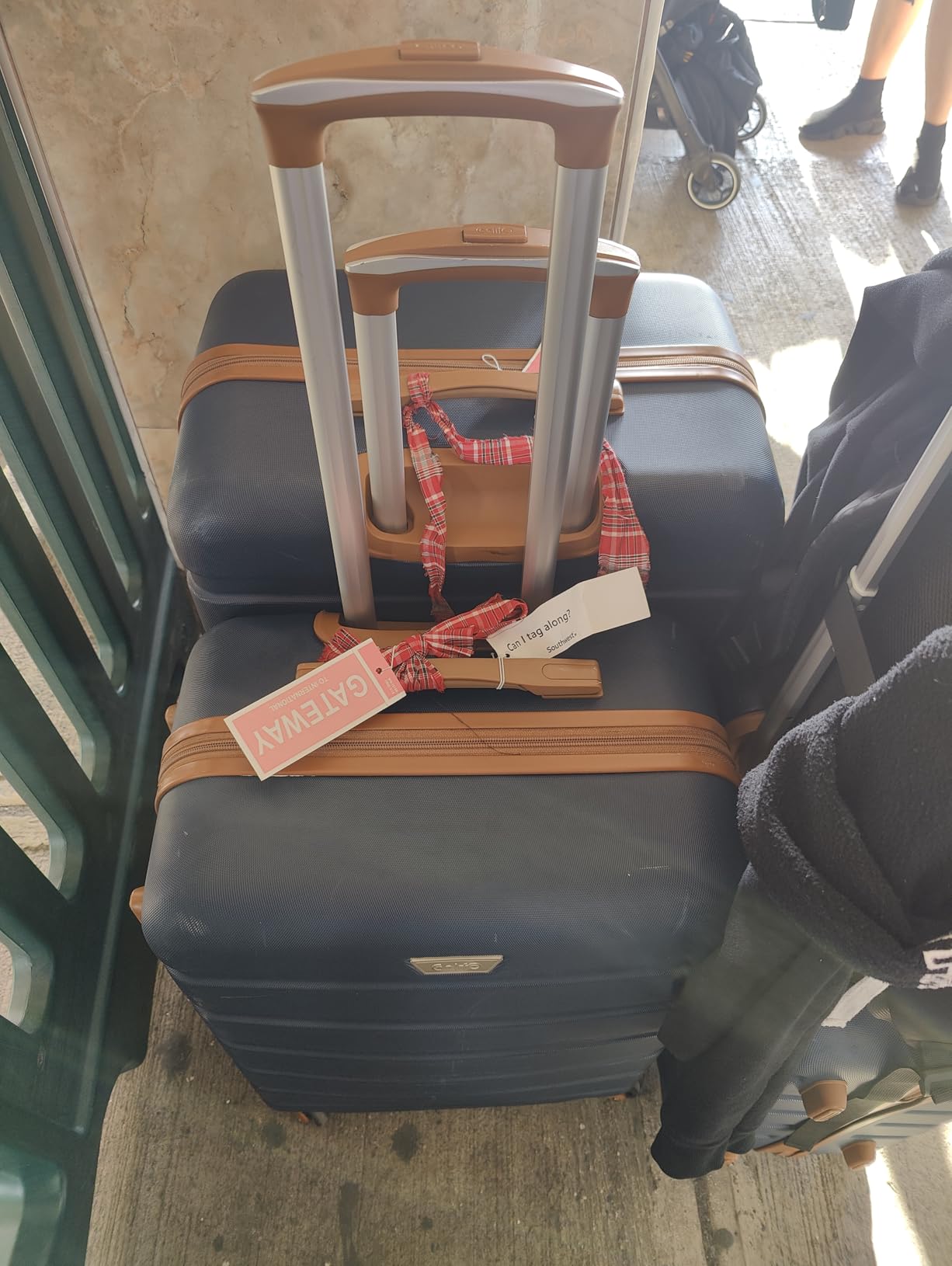 Coolife Luggage 3 Piece Set, Lightweight Durable Hardshell Suitcase set with 360° Spinner Wheels, TSA-approved Lock, Checked Family Travel Luggage sets, 20/24/28 Inch, Navy customer photo 1