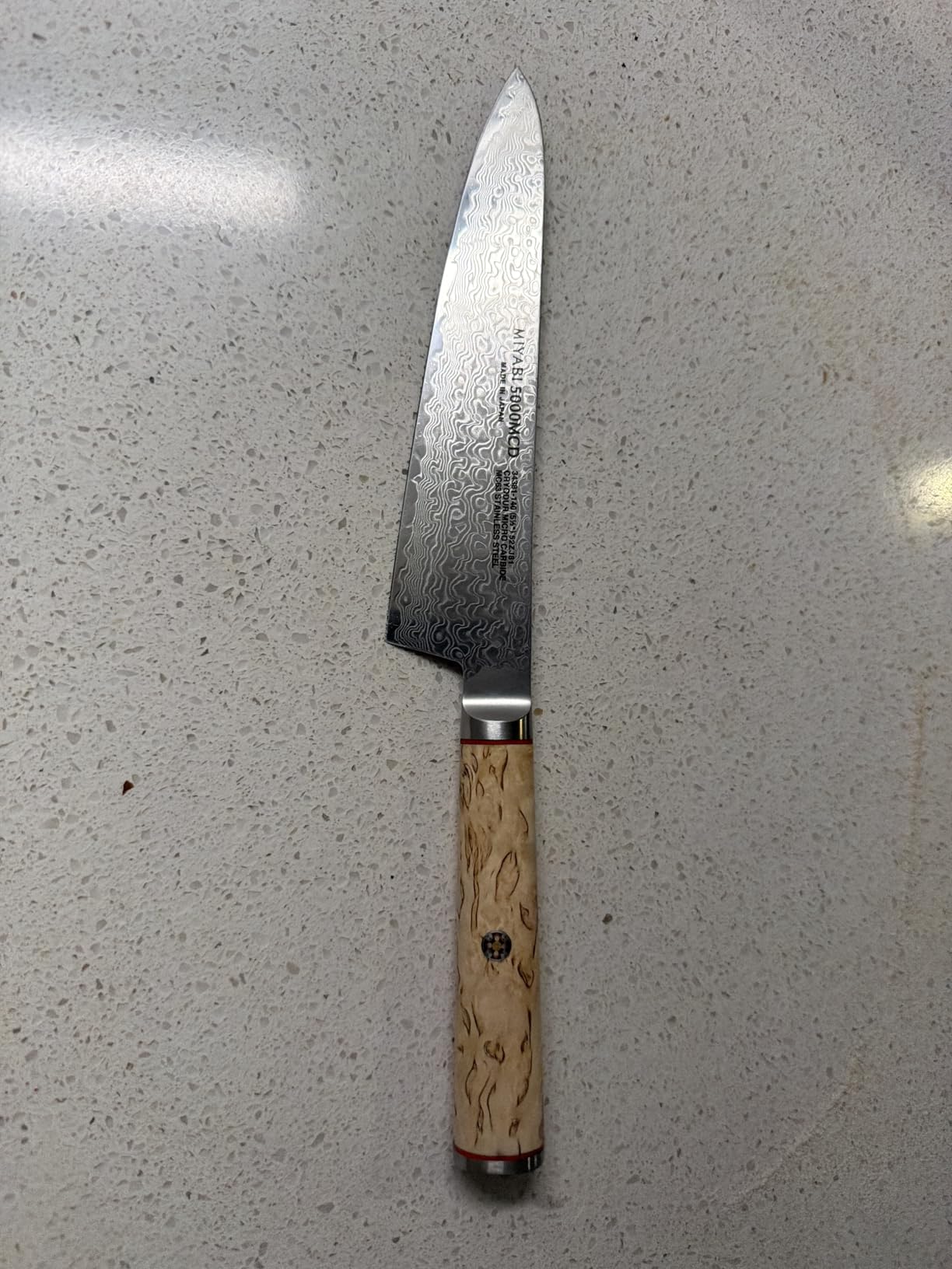 Miyabi Birchwood SG2 Japanese Nakiri Knife, 6.5-inch, Vegetable Kitchen Knife, Karelian Birch Handle, 101-Layer Flower Damascus Pattern, Handcrafted in Seki, Japan customer photo 1