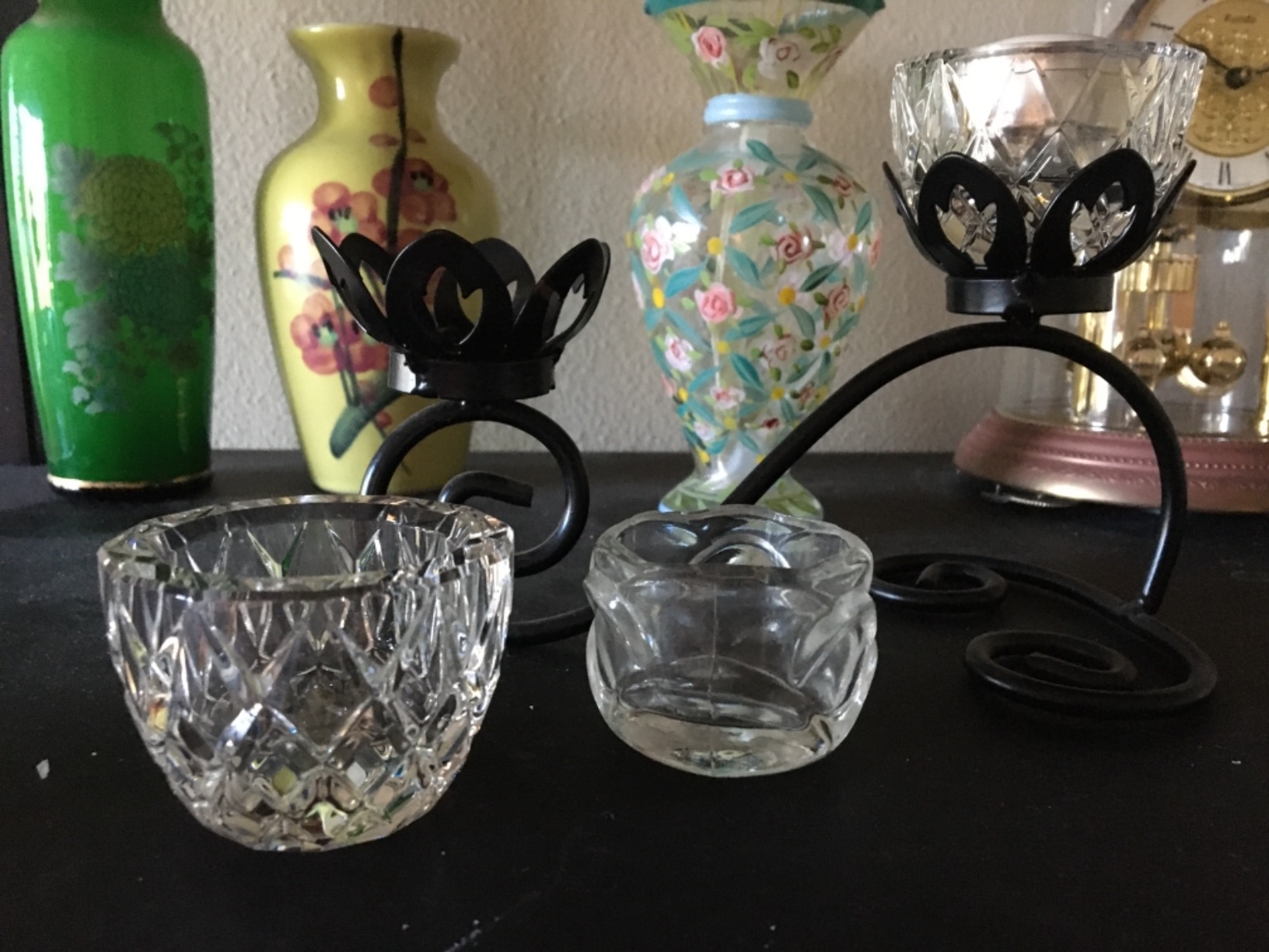 DONOUCLS Crystal Tealight Candle Holder Pack of 2 Party Dinner Hand-Cut 2.4'' X 1.7'' Clear customer photo 1