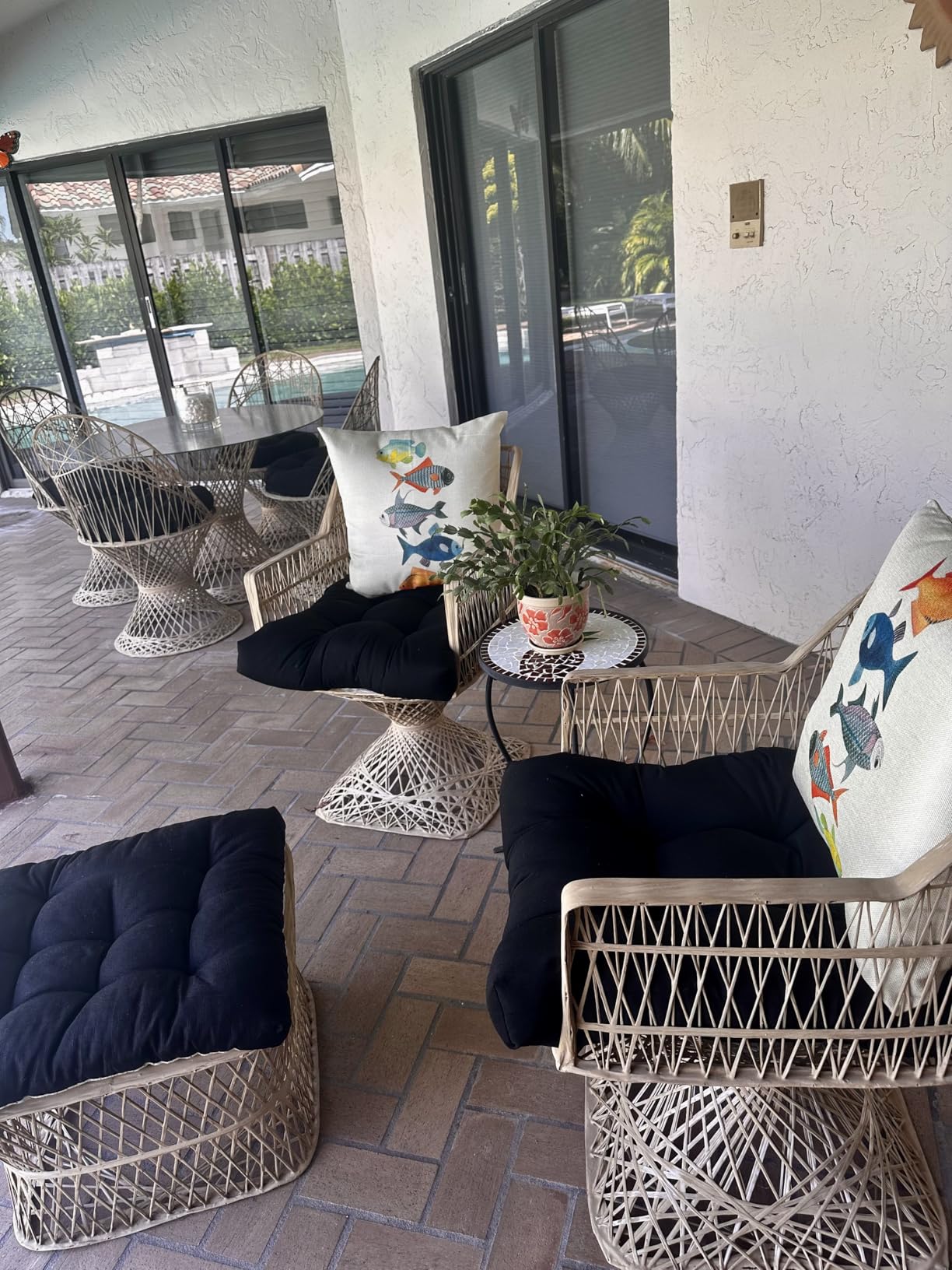 RSH DECOR Sunbrella Tufted Wicker U-Shape Cushions Set of 2, 22