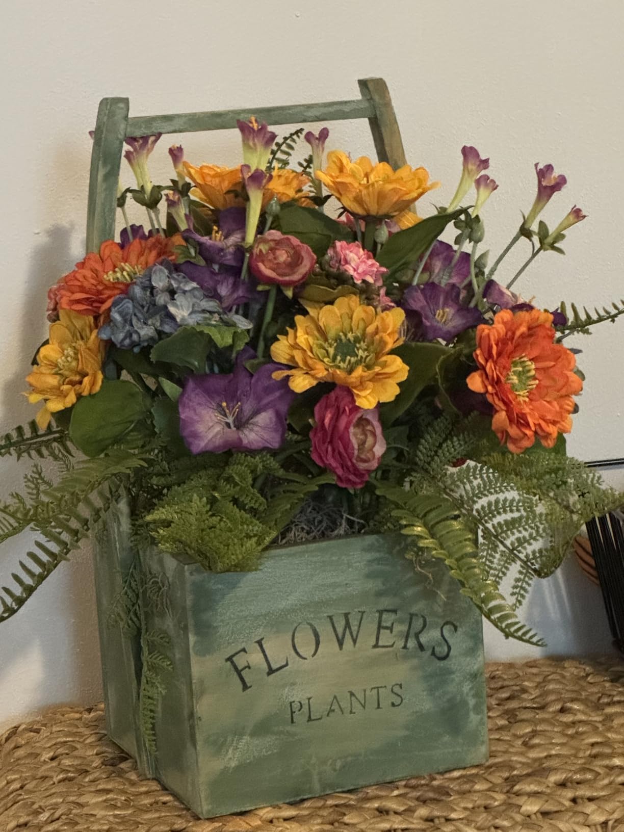 Nearly Natural Mixed Floral Artificial Arrangement in Wood Basket customer photo 1