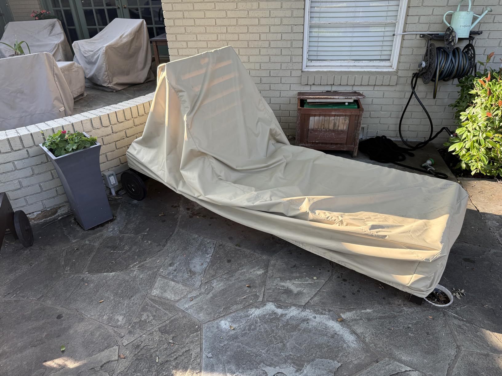Elite Chaise Lounge Cover - Weather-Resistant Polyester Outdoor Furniture Cover with Mesh Vents, Drawcord Hem, Buckle Straps, UV Protection, 28W x 66D x 38H, Khaki customer photo 1