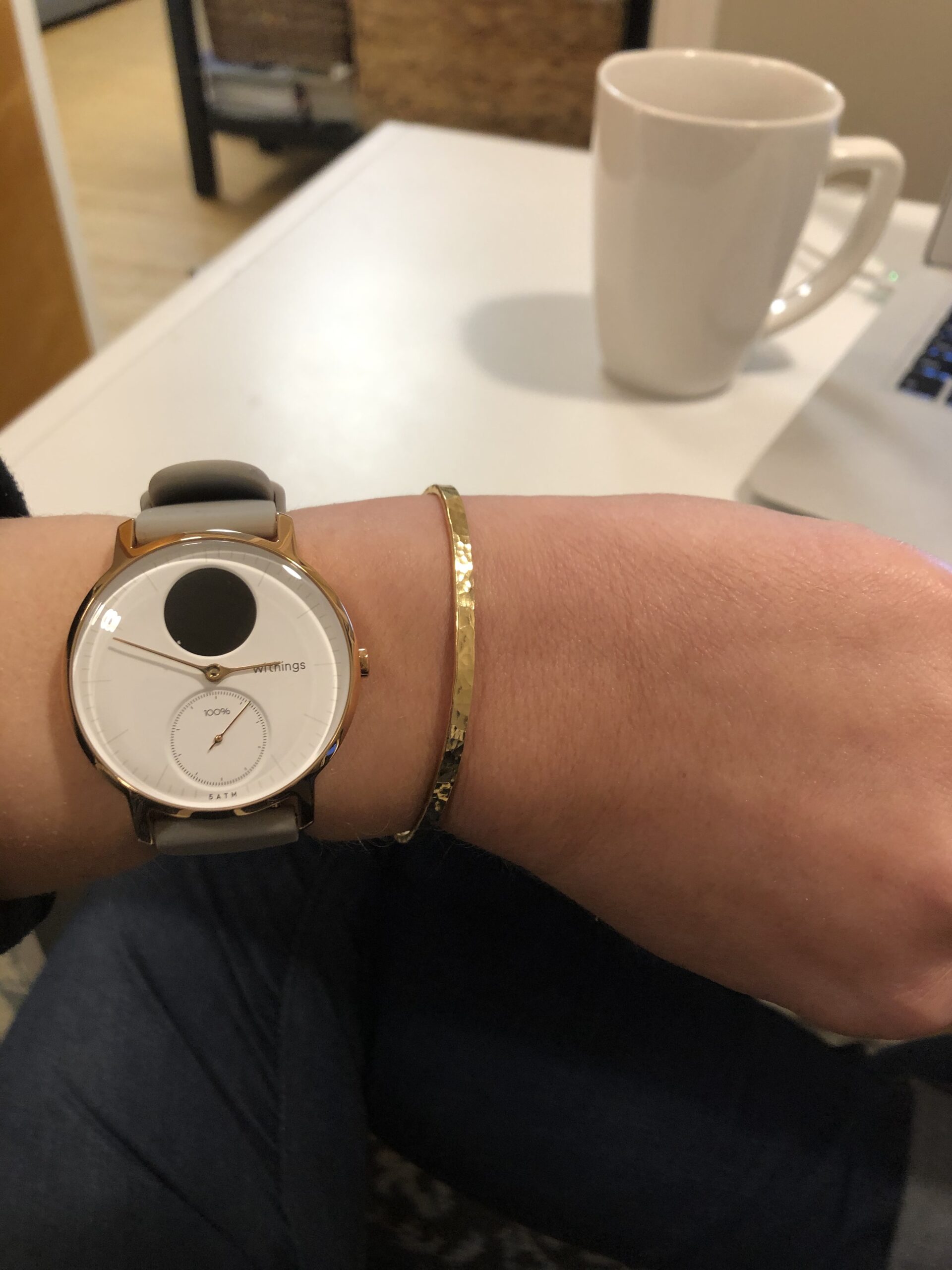 Withings Steel HR Hybrid Smartwatch - Activity, Sleep, Fitness and Heart Rate Tracker with Connected GPS, White, Grey Silicone - 36mm customer photo 2