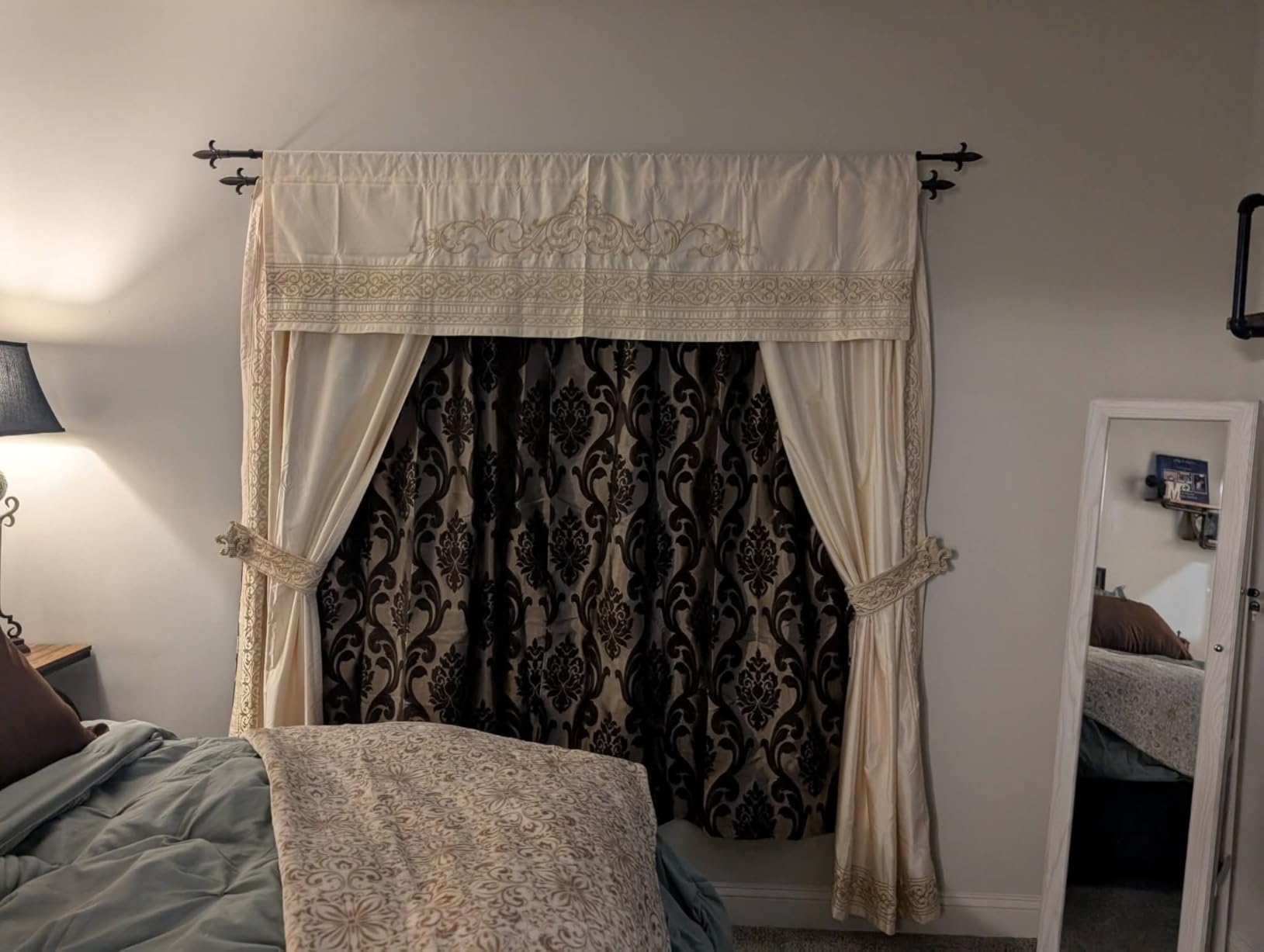 NAPEARL Damask Curtains-Fancy Jacquard Semi-Blackout Brown Curtain Drapes for Elegant & Private Living Room & Bedroom, Luxury Curtains 96 Inches Length (2 Panels, Each 52 x 96 Inches) customer photo 2
