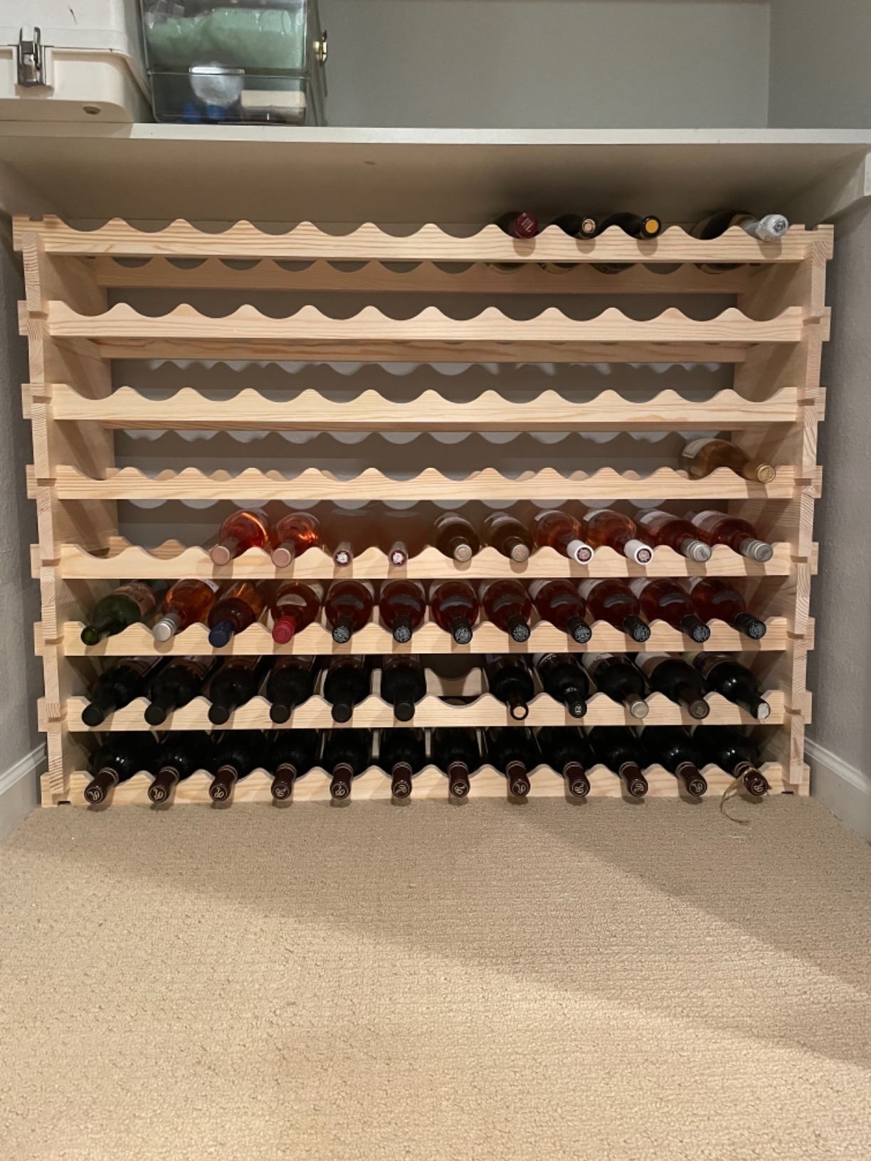 Smartxchoices 96 Bottles Stackable Modular Wine Rack, 8-Tier Wooden Wine Storage Rack Freestanding Wine Holder Display Shelves, Wobble-Free Shelves, Solid Wood customer photo 2