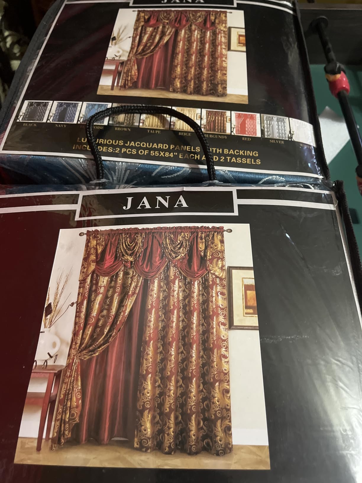 GLORY RUGS Jacquard Luxury Window 2 Panel Set Brown Curtain with Attached Valance and Backing Bedroom Living Room Dining 2 Curtains 55x84 inches Each Jana customer photo 2