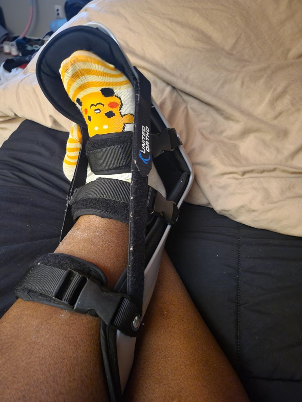 United Ortho Plantar Fasciitis Adjustable Leg Support Brace Fits Right or Left Foot for Soreness Relief, Foot Pain and Stretching, Large, Black customer photo 2