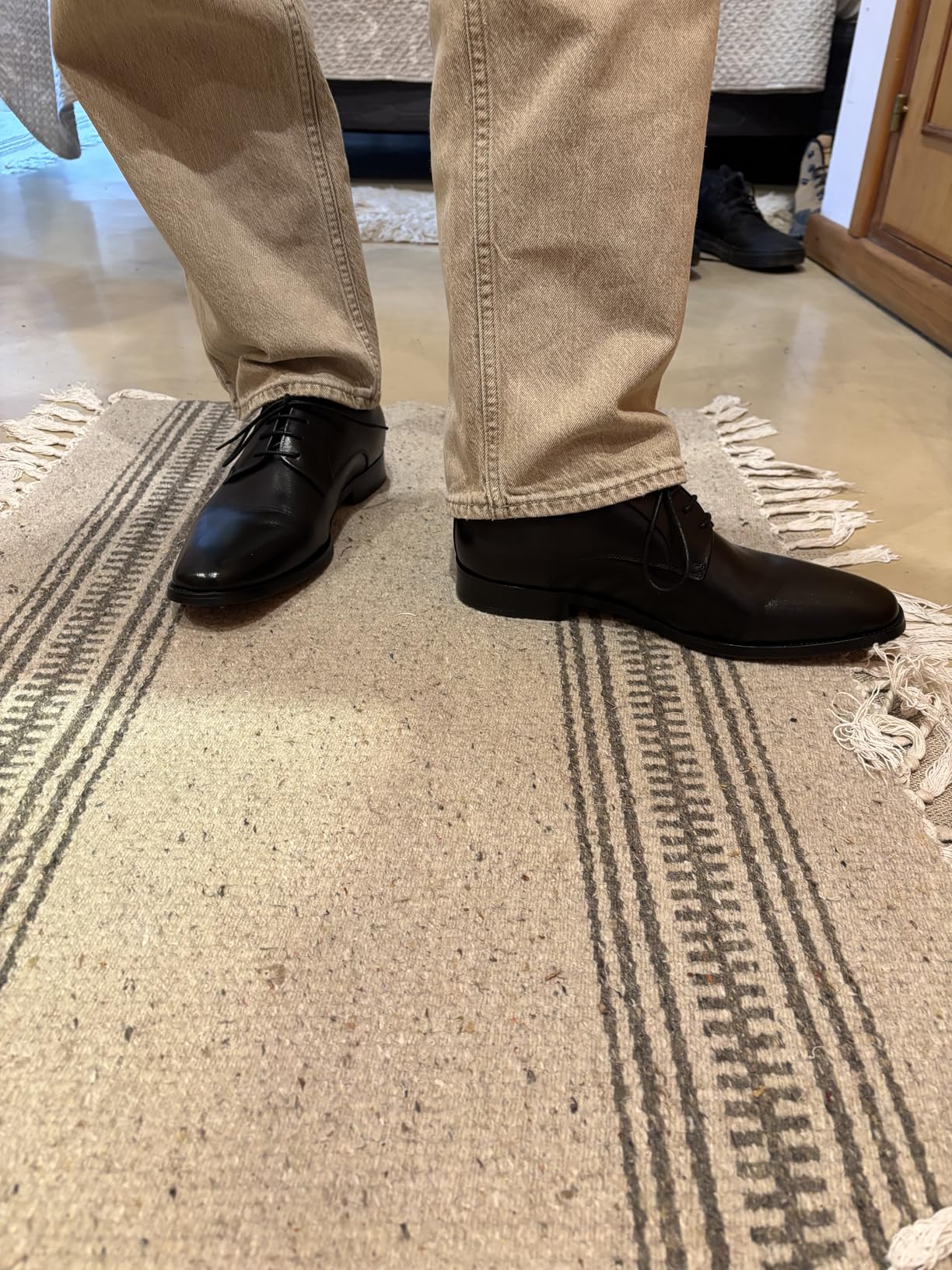 Men's Handmade Leather Modern Classic Lace up Leather Lined Perforated Dress Oxfords Shoes customer photo 1