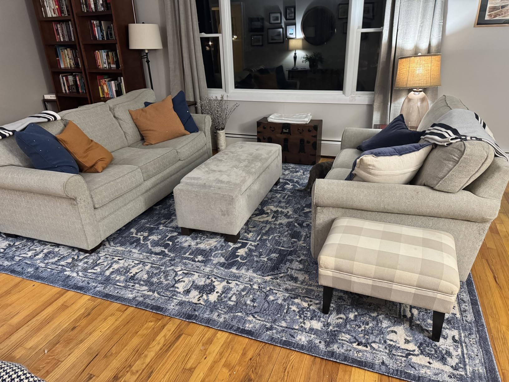 Area Rug 8x10 - Charleston Collection - Large - Navy & Creme, Oriental Distressed Design, Non-Shedding & Easy Cleaning customer photo 1