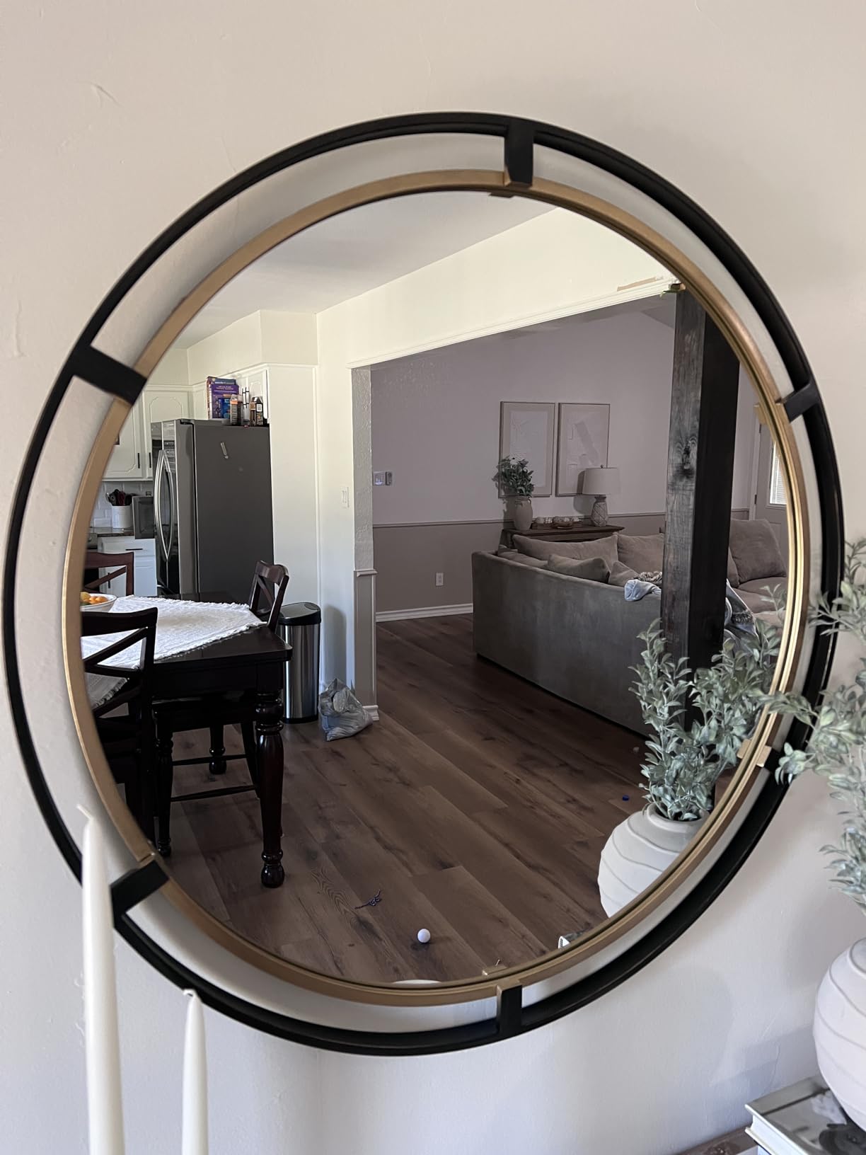 Crest Round Vanity Decorative Wall Mirror Rustic Distressed Bronze Antiqued Gold Metal Ring Frame 34